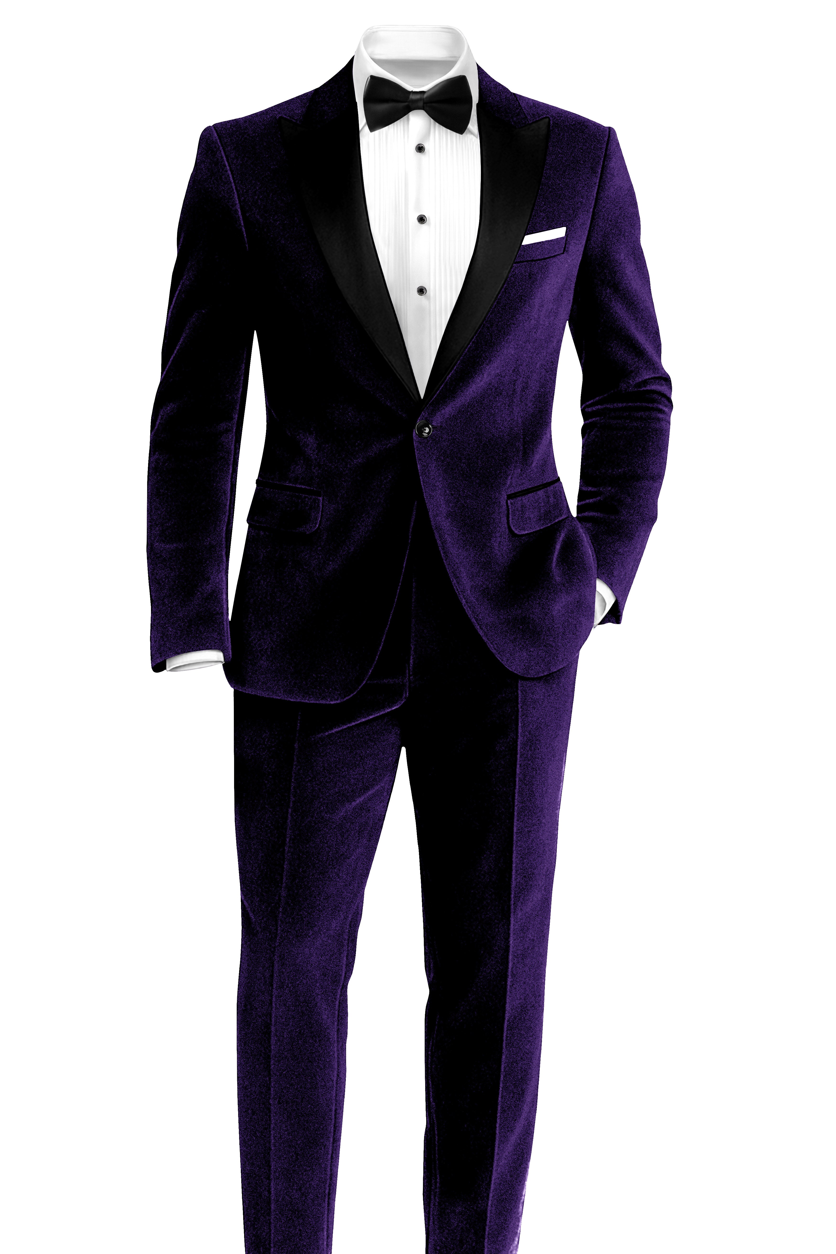 Virelle-Russian Purple Velvet Peak Lapel Tuxedo Suit
