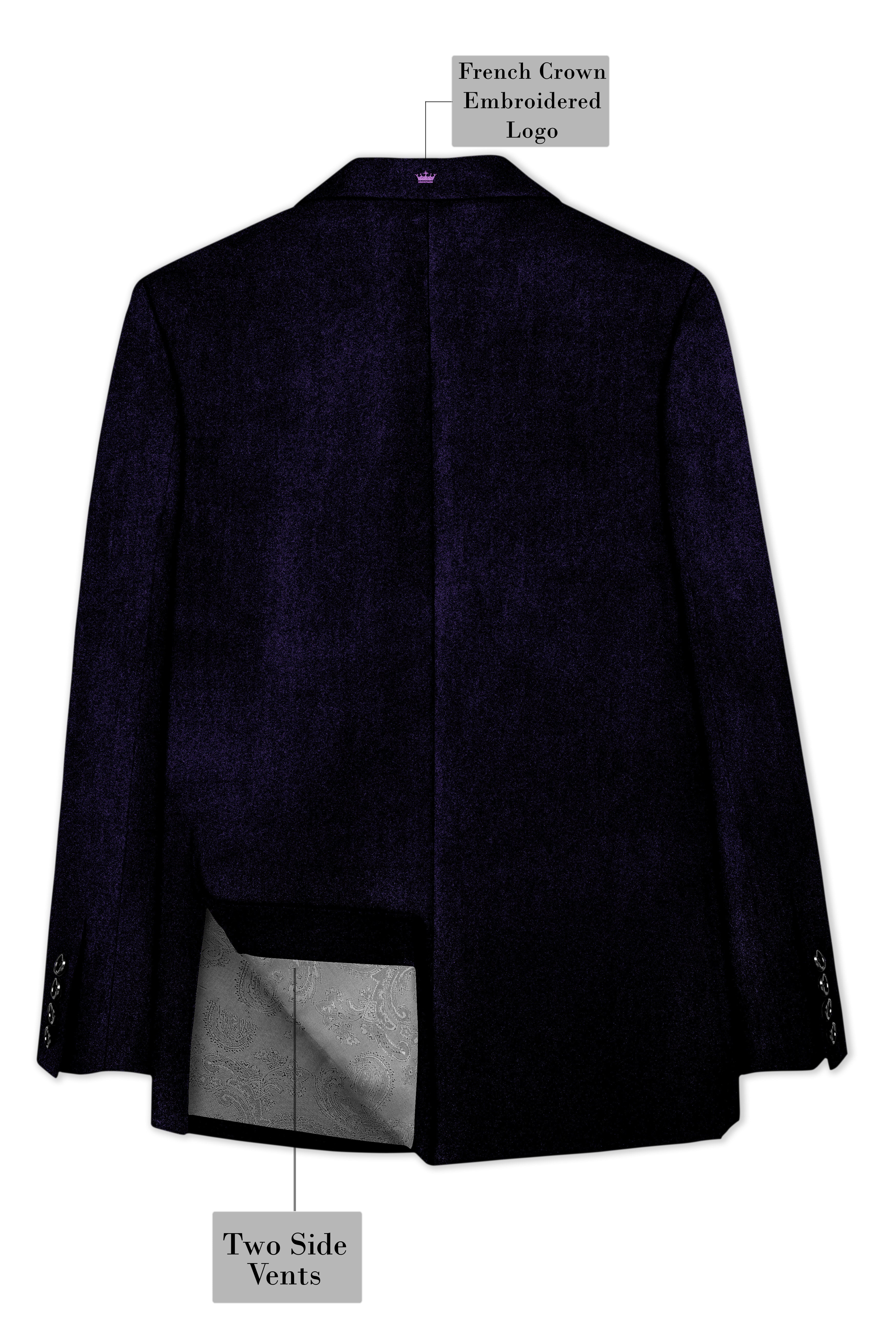 Virelle-Russian Purple Velvet Peak Lapel Tuxedo Suit