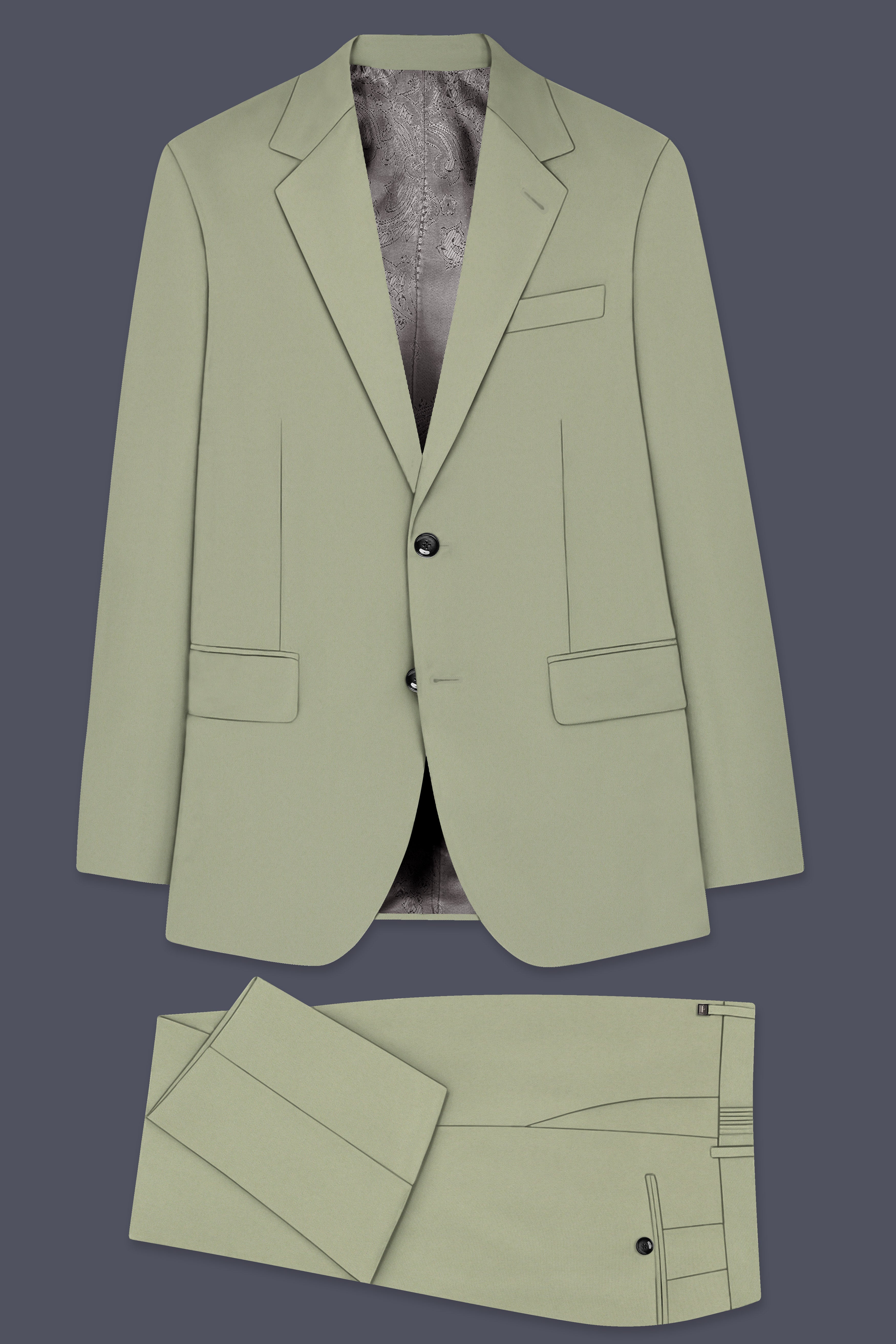 Verdan-Sage Green Slight Stretch Subtle Sheen Poly-Viscose Single Breasted Suit ST5475-SB-36, ST5475-SB-38, ST5475-SB-40, ST5475-SB-42, ST5475-SB-44, ST5475-SB-46, ST5475-SB-48, ST5475-SB-50, ST5475-SB-52, ST5475-SB-54, ST5475-SB-56, ST5475-SB-58, ST5475-SB-60
