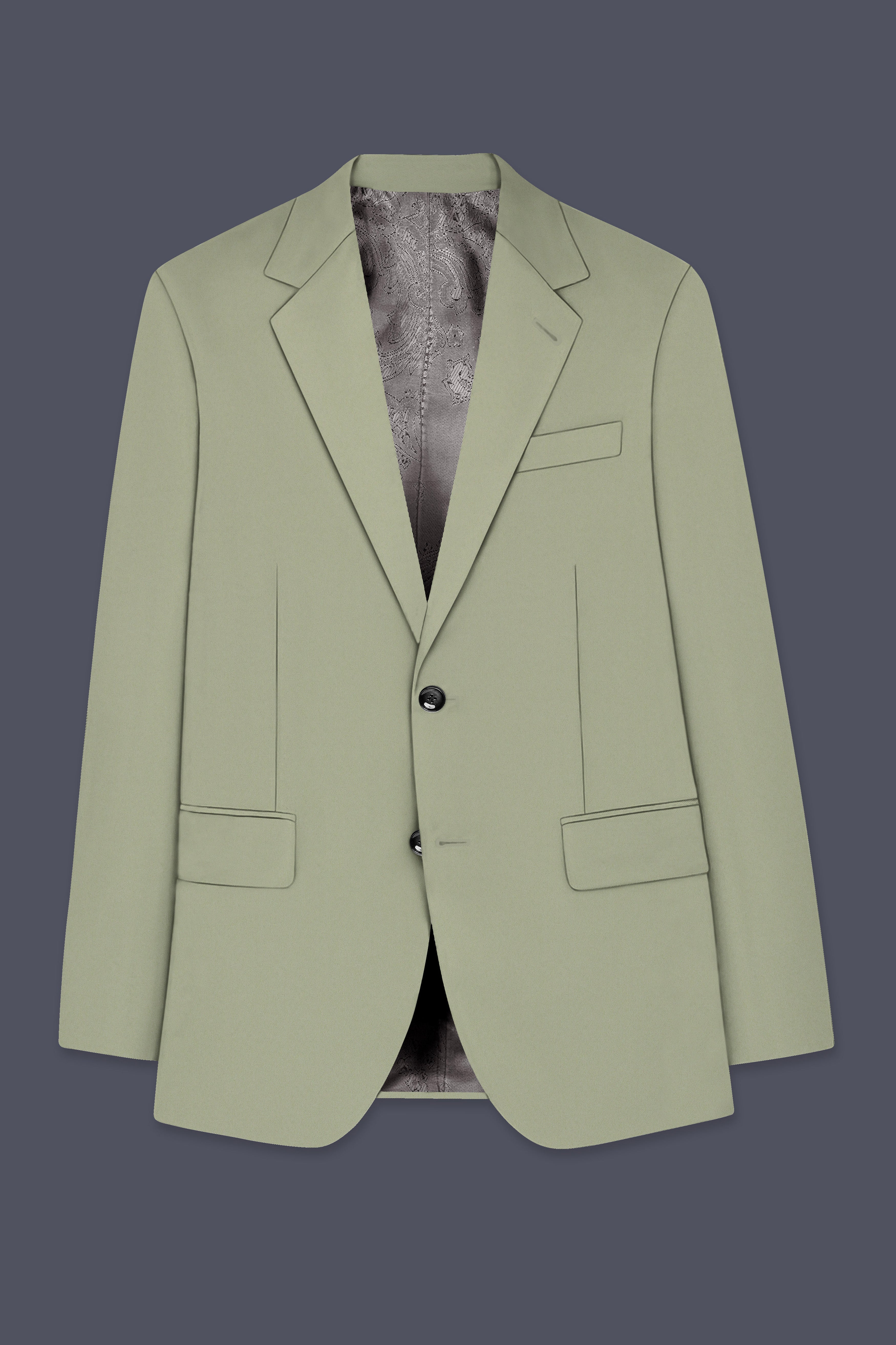 Verdan-Sage Green Slight Stretch Subtle Sheen Poly-Viscose Single Breasted Suit ST5475-SB-36, ST5475-SB-38, ST5475-SB-40, ST5475-SB-42, ST5475-SB-44, ST5475-SB-46, ST5475-SB-48, ST5475-SB-50, ST5475-SB-52, ST5475-SB-54, ST5475-SB-56, ST5475-SB-58, ST5475-SB-60
