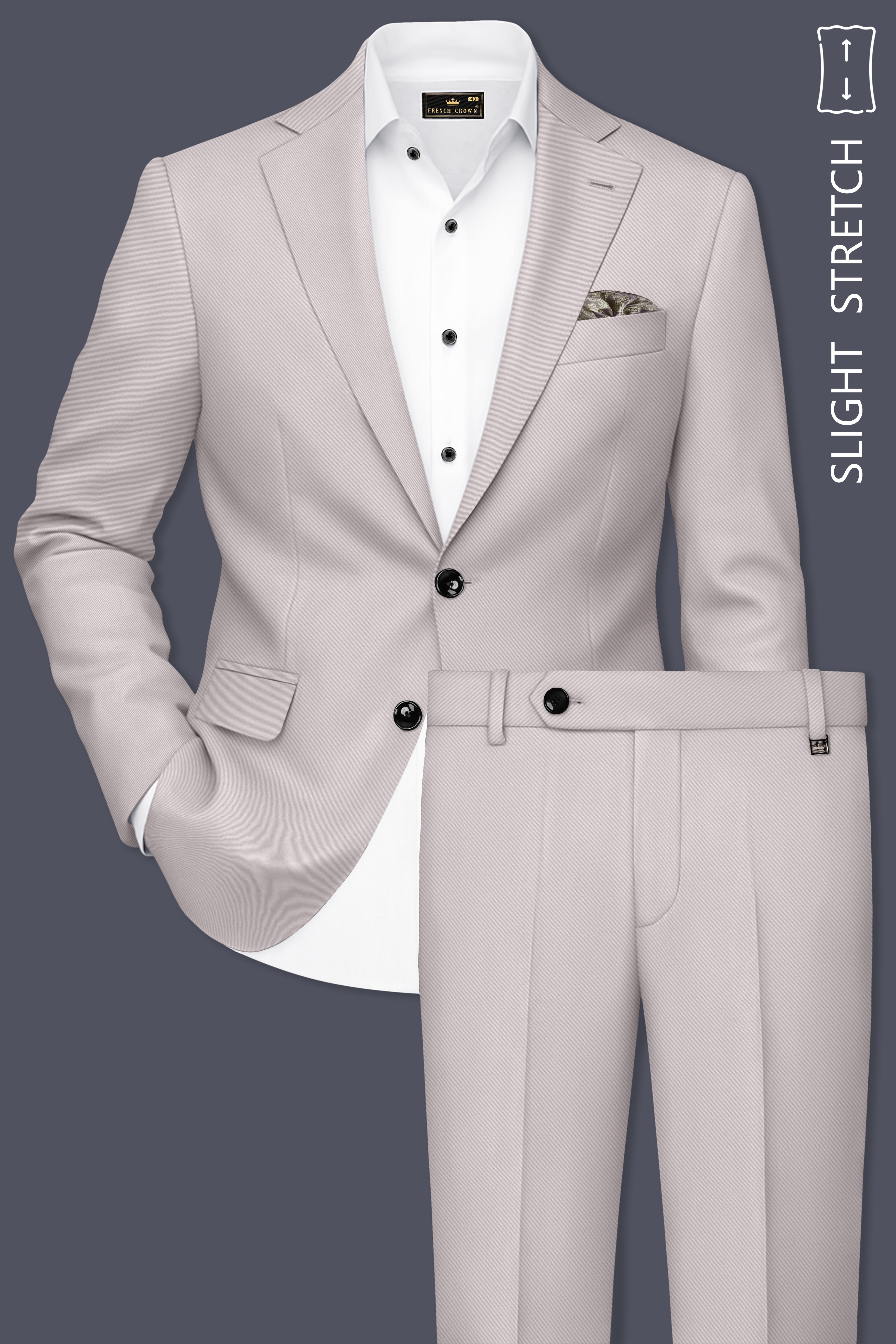Lustre-Cloud Cream Solid Premium Poly-Viscose Single Breasted Suit