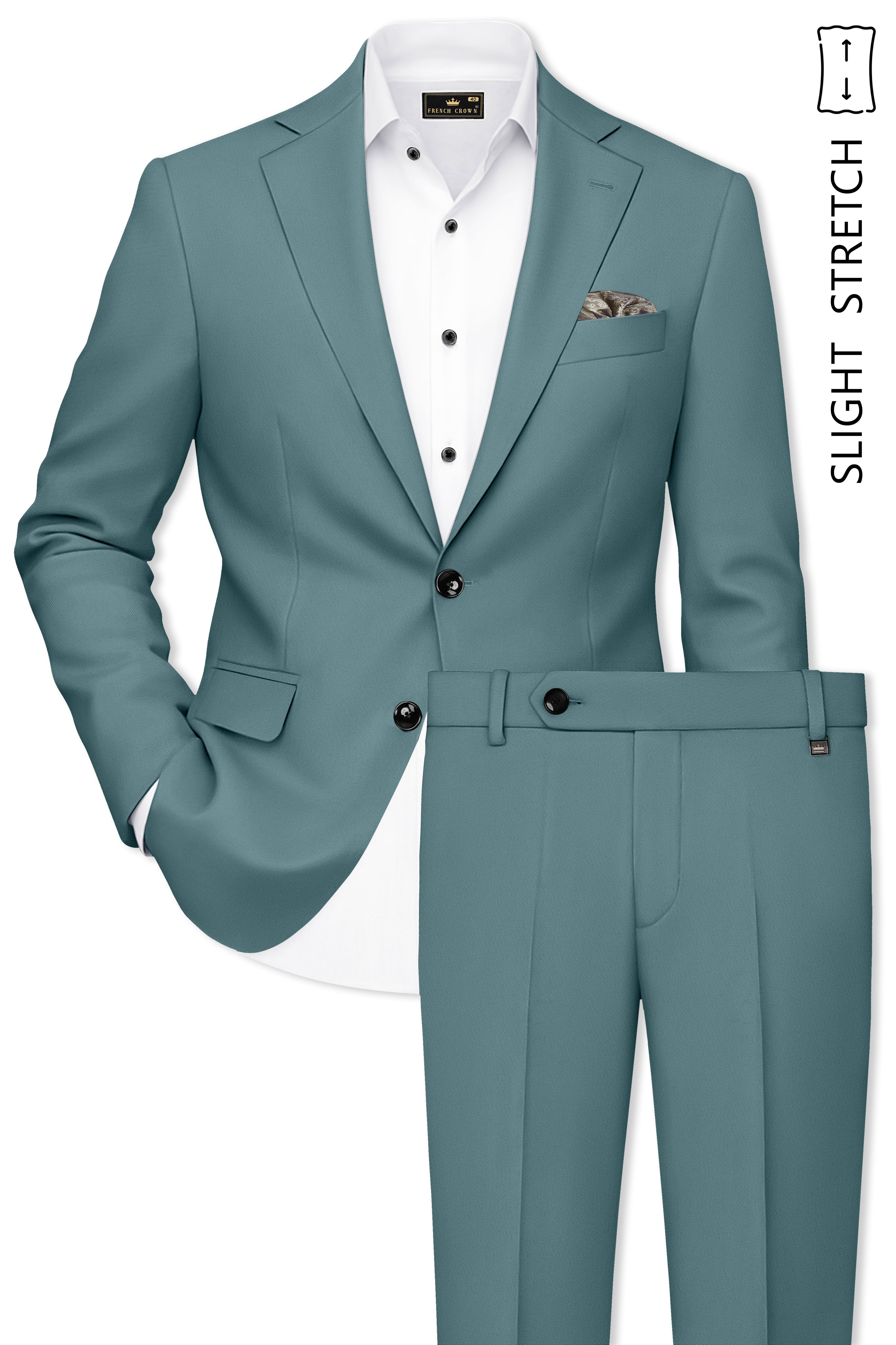 Emerald-Beetle Green Solid Premium Poly-Viscose Single Breasted