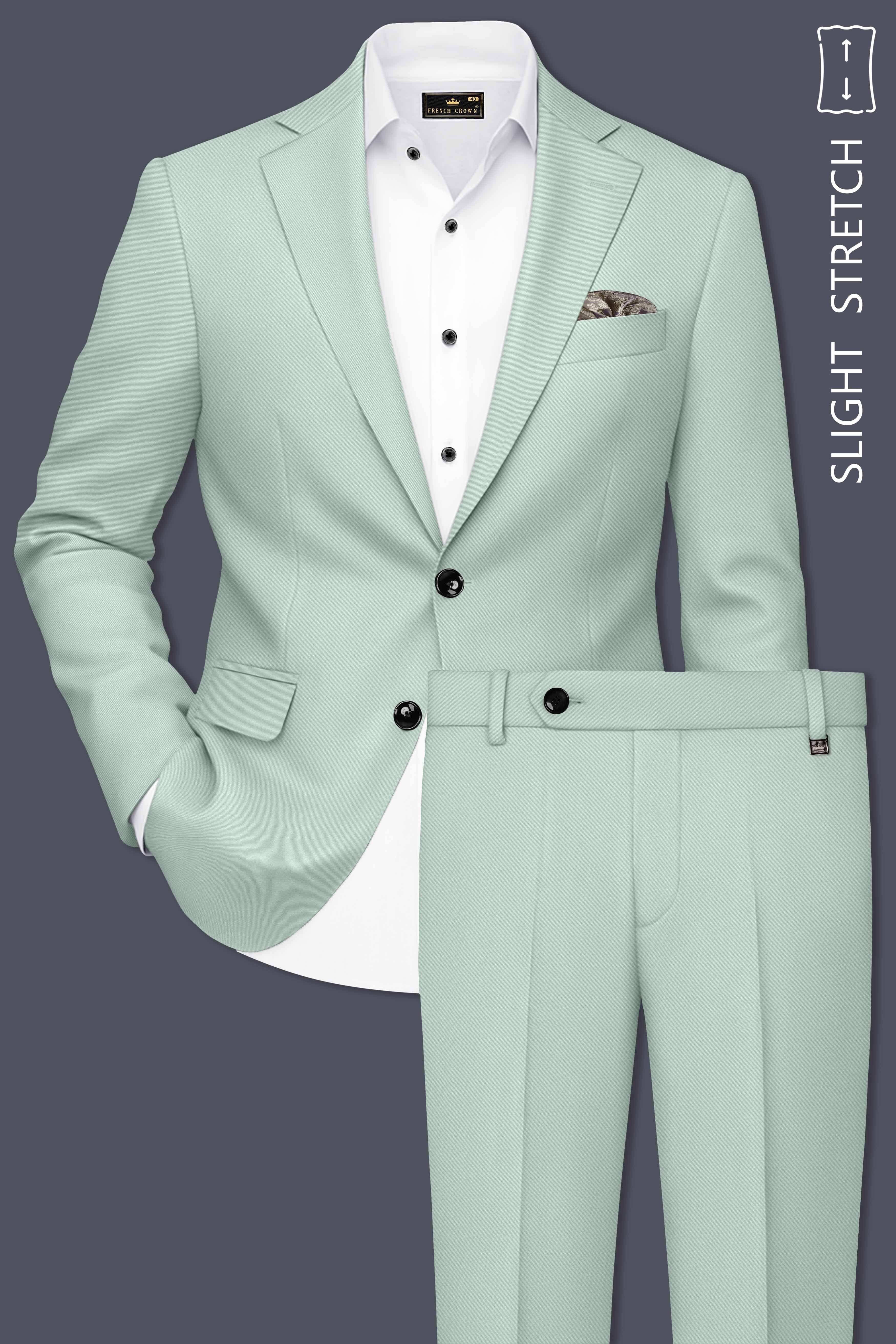 Umbra-Shadow Green Solid Premium Poly-Viscose Single Breasted Suit Umbra-Shadow Green Solid Premium Poly-Viscose Single Breasted Suit