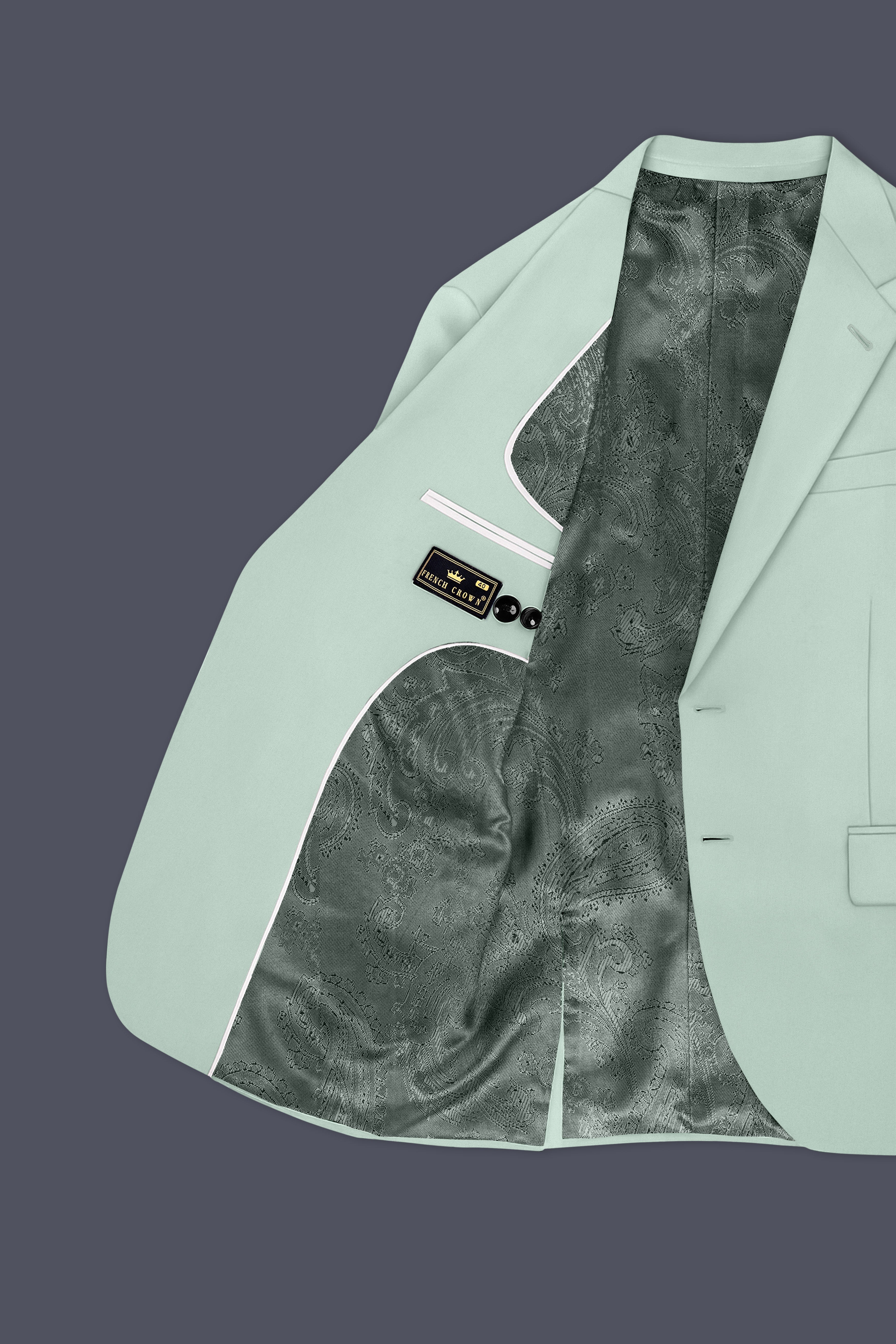 Umbra-Shadow Green Solid Premium Poly-Viscose Single Breasted Suit