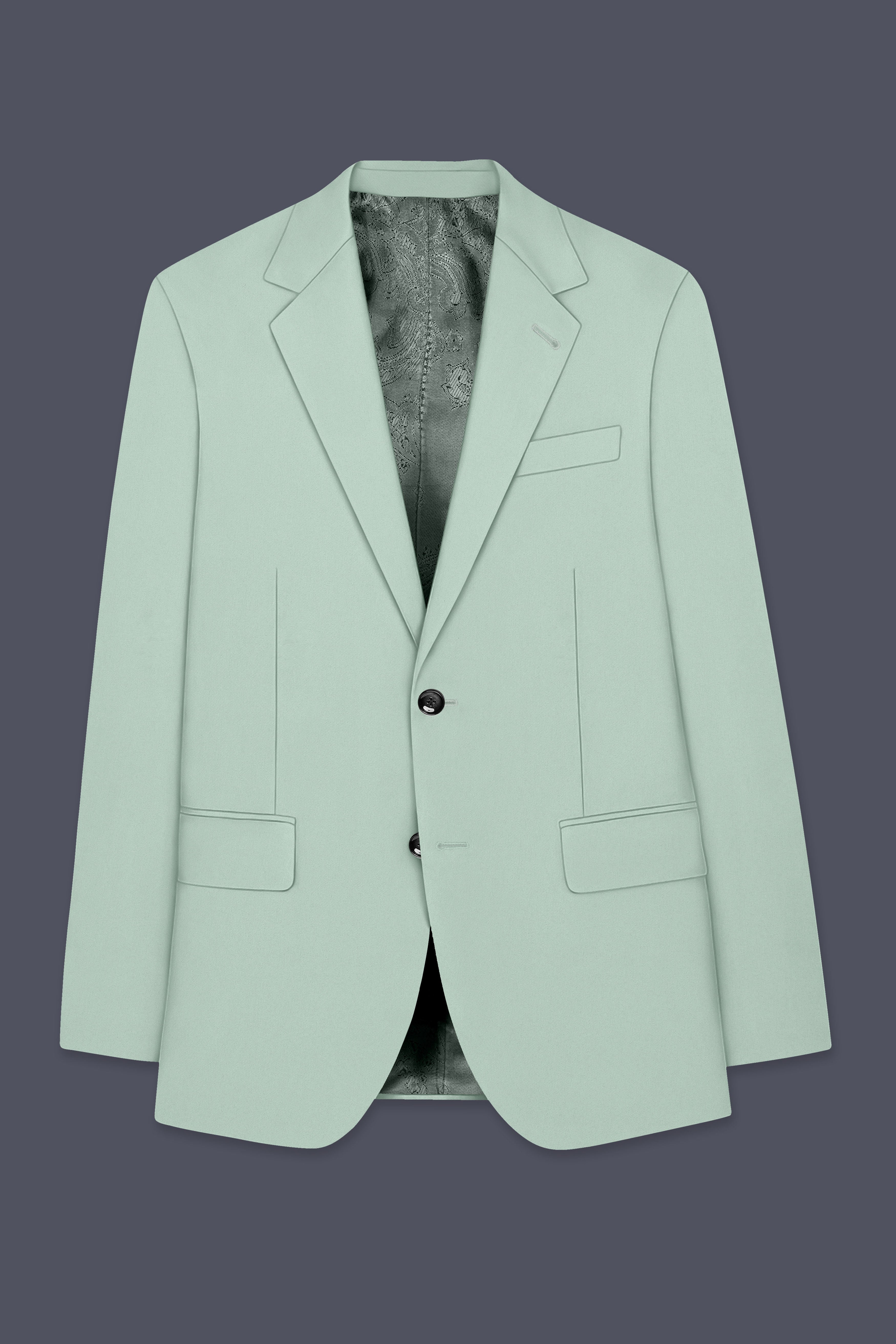 Umbra-Shadow Green Solid Premium Poly-Viscose Single Breasted Suit