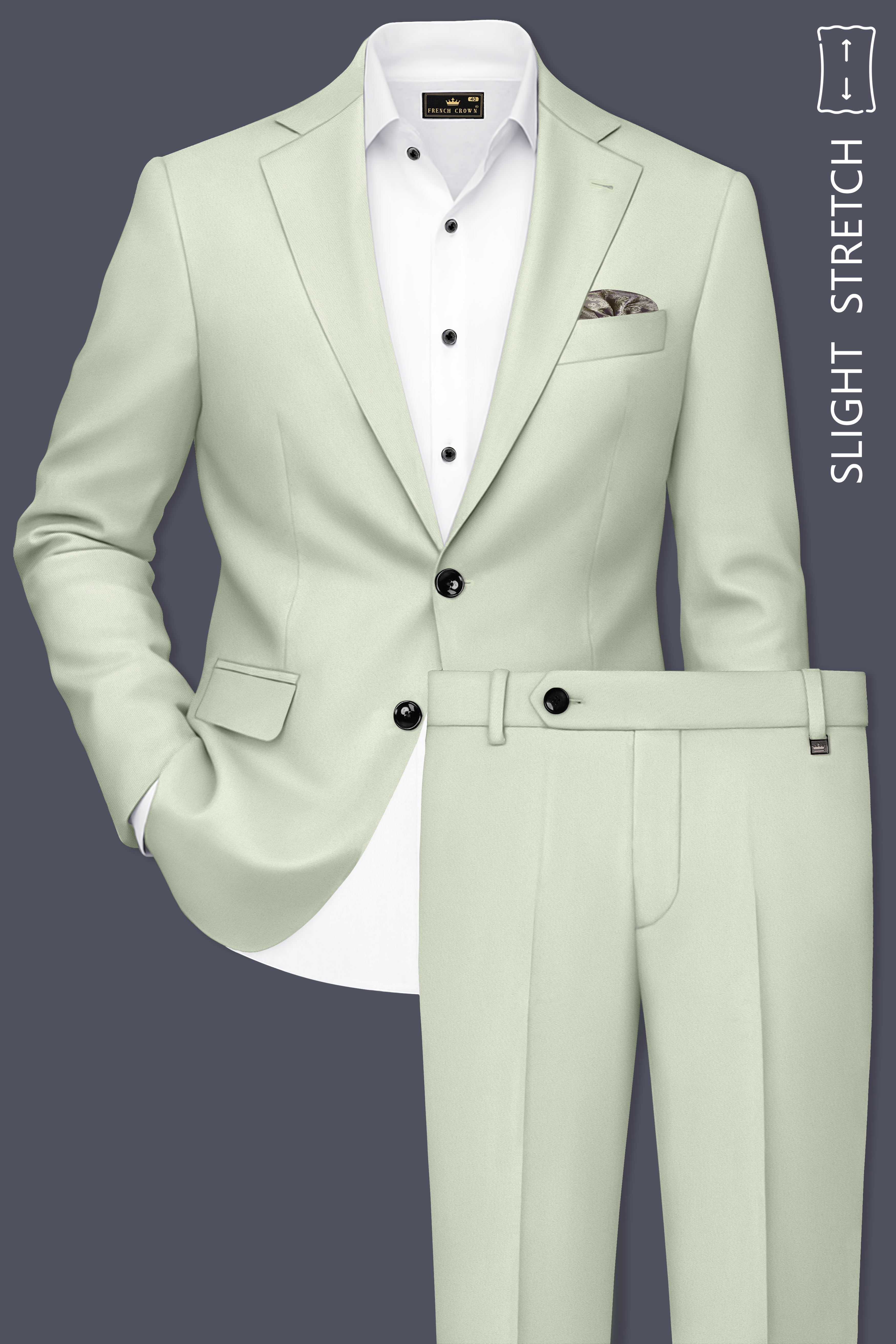 Breeze-Mint Green Solid Premium Poly-Viscose Single Breasted Suit