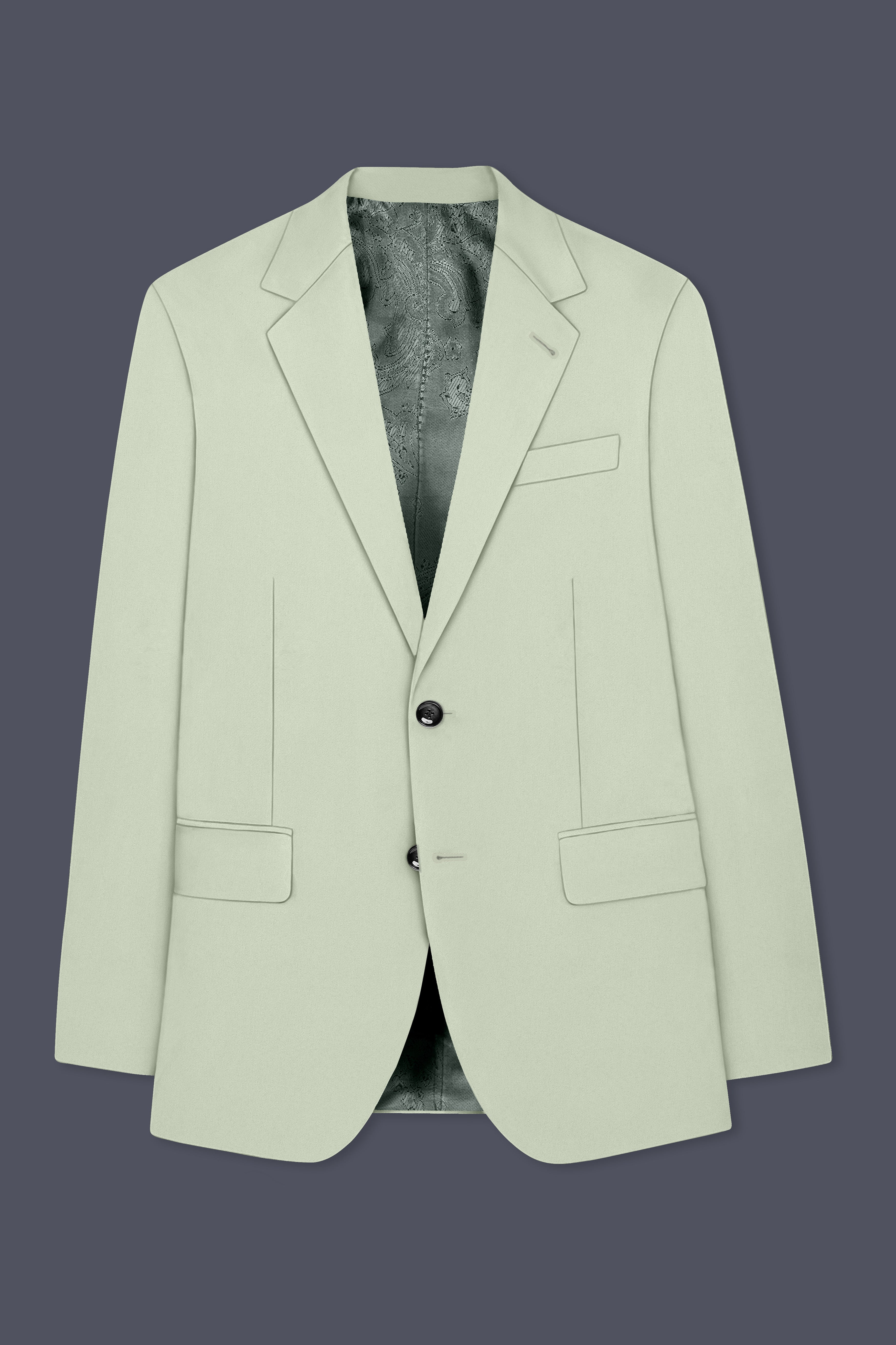 Breeze-Mint Green Solid Premium Poly-Viscose Single Breasted Suit