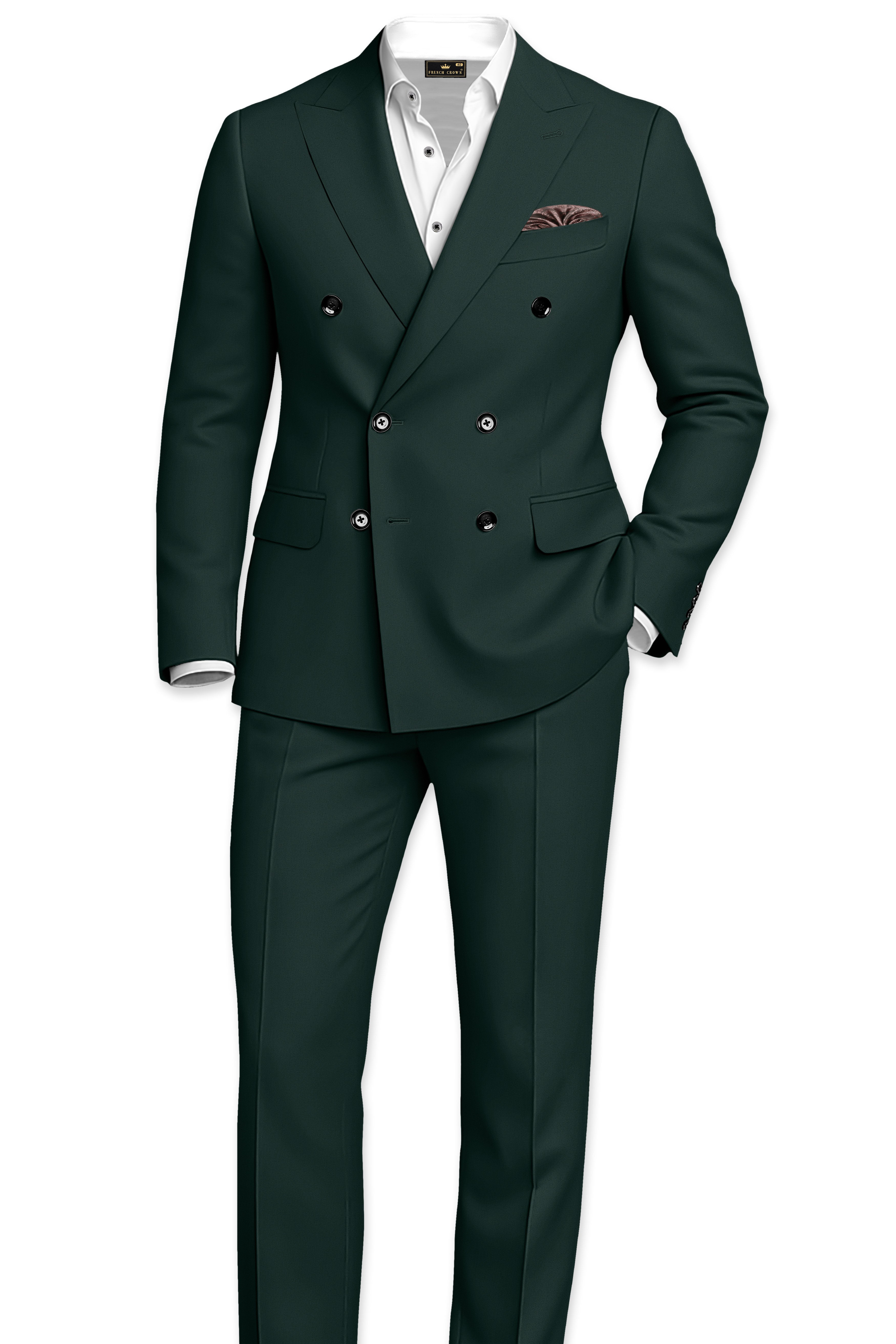 Viridian-Gable Green Slight Stretch Subtle Sheen Poly-Viscose Double Breasted Suit ST5486-DB-36, ST5486-DB-38, ST5486-DB-40, ST5486-DB-42, ST5486-DB-44, ST5486-DB-46, ST5486-DB-48, ST5486-DB-50, ST5486-DB-52, ST5486-DB-54, ST5486-DB-56, ST5486-DB-58, ST5486-DB-60
