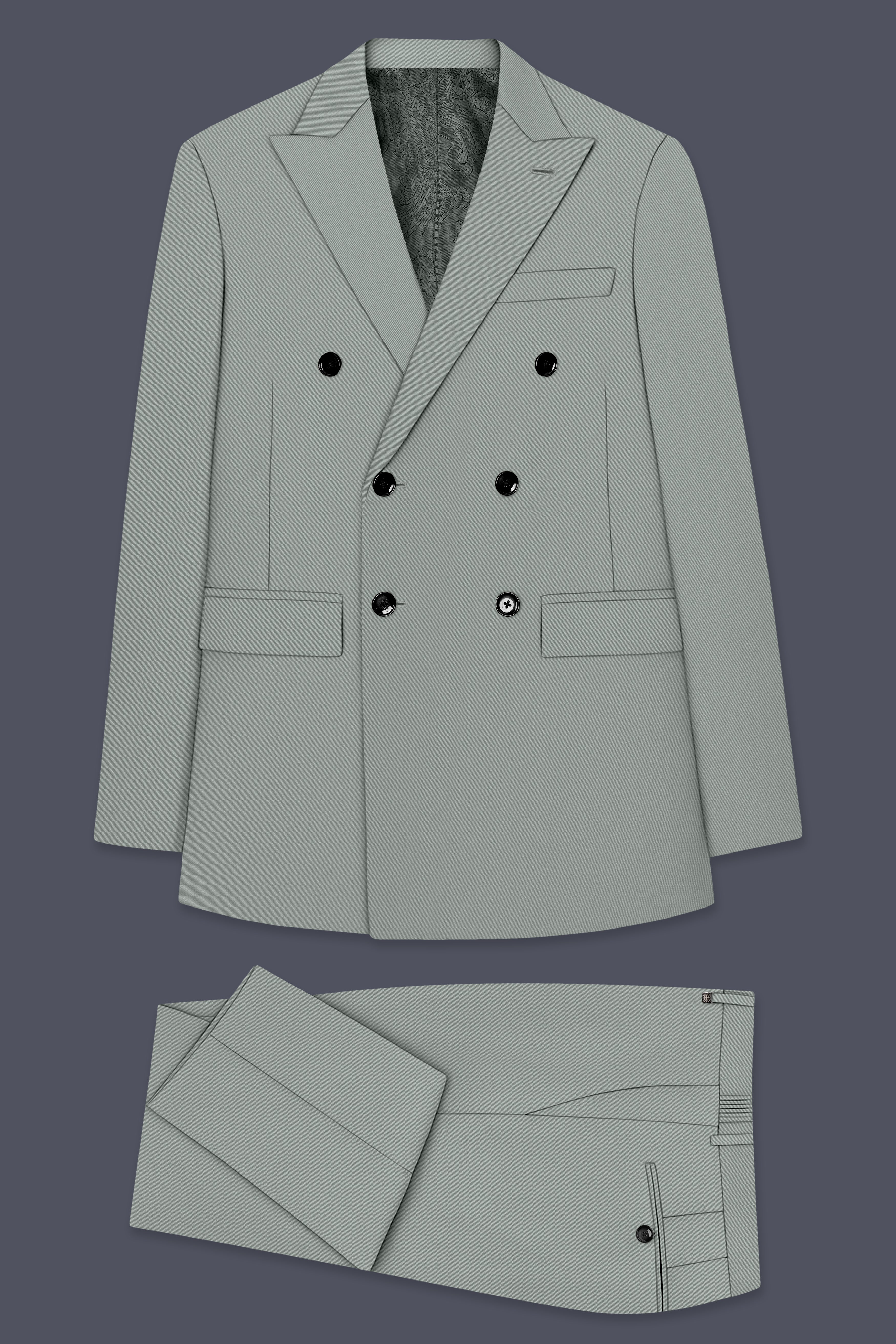 Beryl-Regent Green Slight Stretch Subtle Sheen Poly-Viscose Double Breasted Suit ST5491-DB-36, ST5491-DB-38, ST5491-DB-40, ST5491-DB-42, ST5491-DB-44, ST5491-DB-46, ST5491-DB-48, ST5491-DB-50, ST5491-DB-52, ST5491-DB-54, ST5491-DB-56, ST5491-DB-58, ST5491-DB-60
