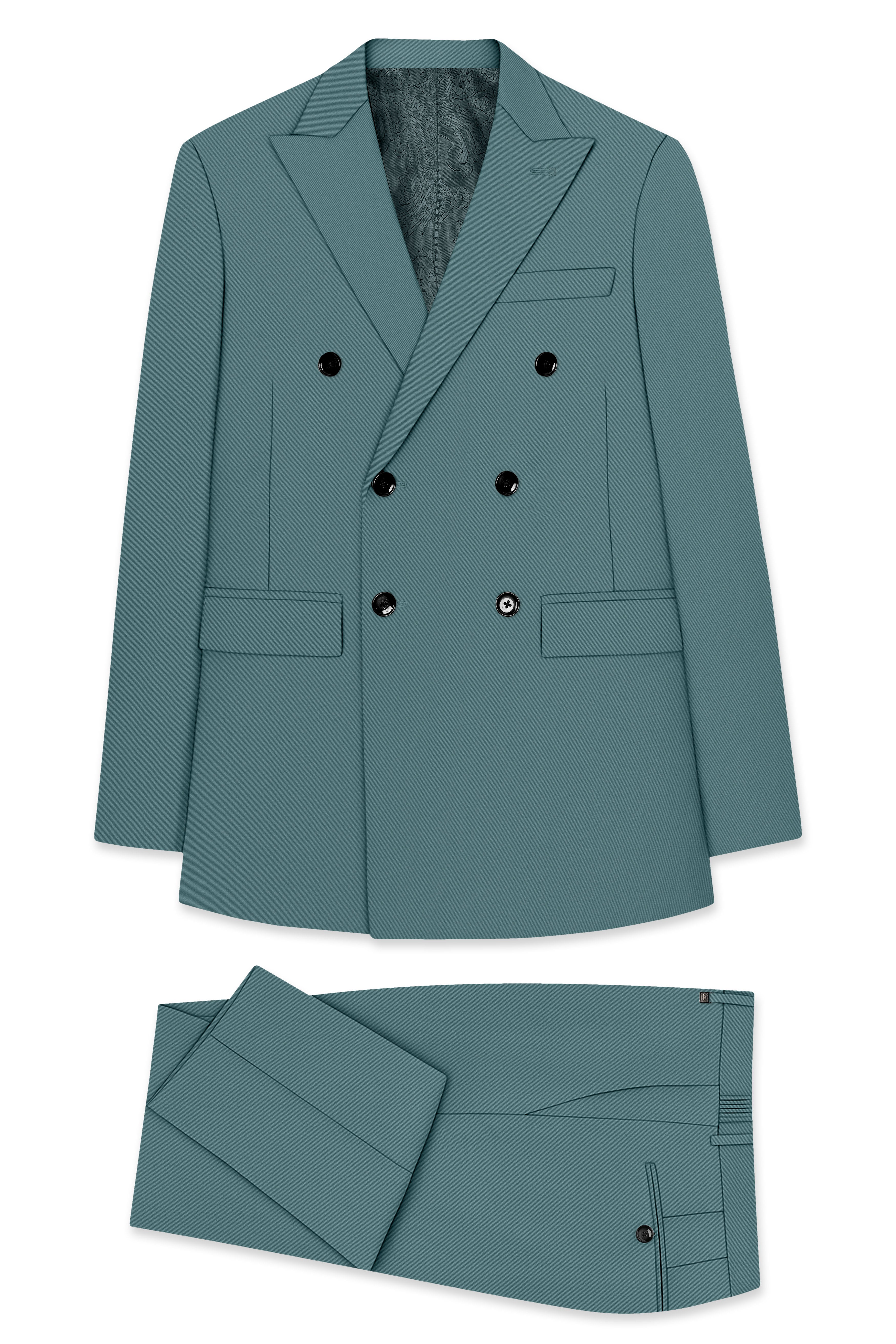 Emerald-Beetle Green Slight Stretch Subtle Sheen Poly-Viscose Double Breasted Suit ST5493-DB-36, ST5493-DB-38, ST5493-DB-40, ST5493-DB-42, ST5493-DB-44, ST5493-DB-46, ST5493-DB-48, ST5493-DB-50, ST5493-DB-52, ST5493-DB-54, ST5493-DB-56, ST5493-DB-58, ST5493-DB-60
