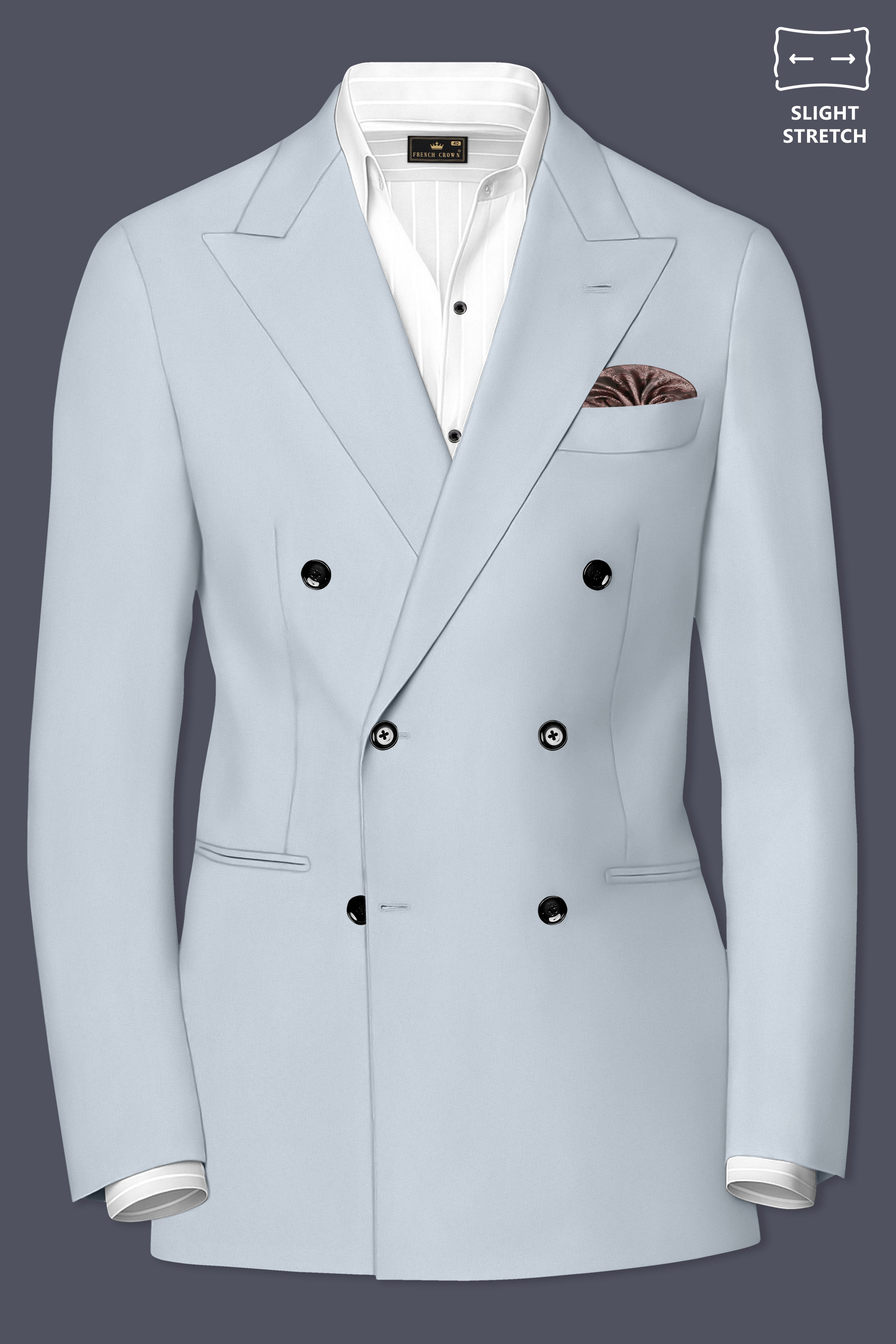 Dorian-Chalice Gray Slight Stretch Subtle Sheen Poly-Viscose Double Breasted Suit ST5494-DB-36, ST5494-DB-38, ST5494-DB-40, ST5494-DB-42, ST5494-DB-44, ST5494-DB-46, ST5494-DB-48, ST5494-DB-50, ST5494-DB-52, ST5494-DB-54, ST5494-DB-56, ST5494-DB-58, ST5494-DB-60
