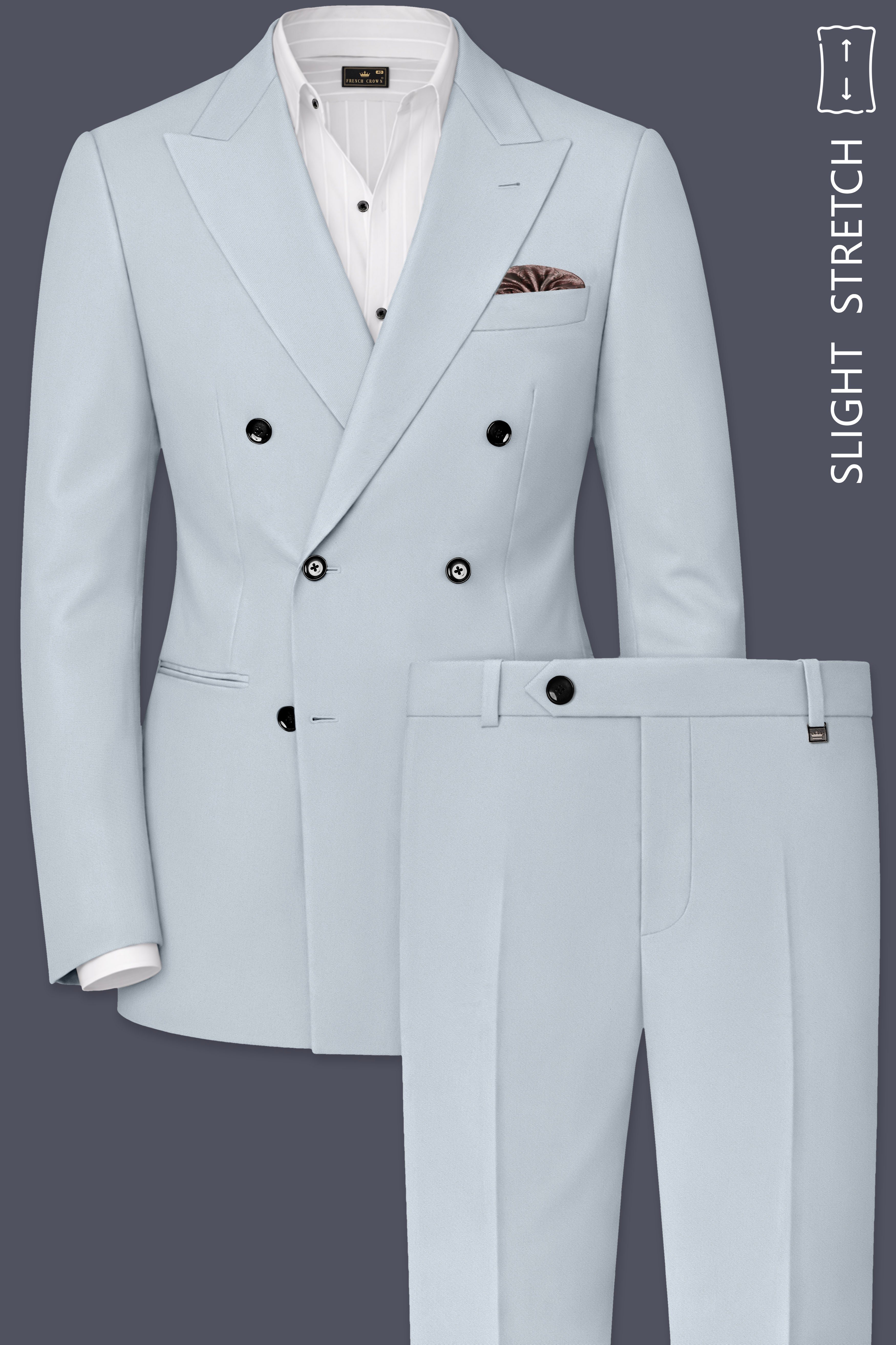 Dorian-Chalice Gray Slight Stretch Subtle Sheen Poly-Viscose Double Breasted Suit