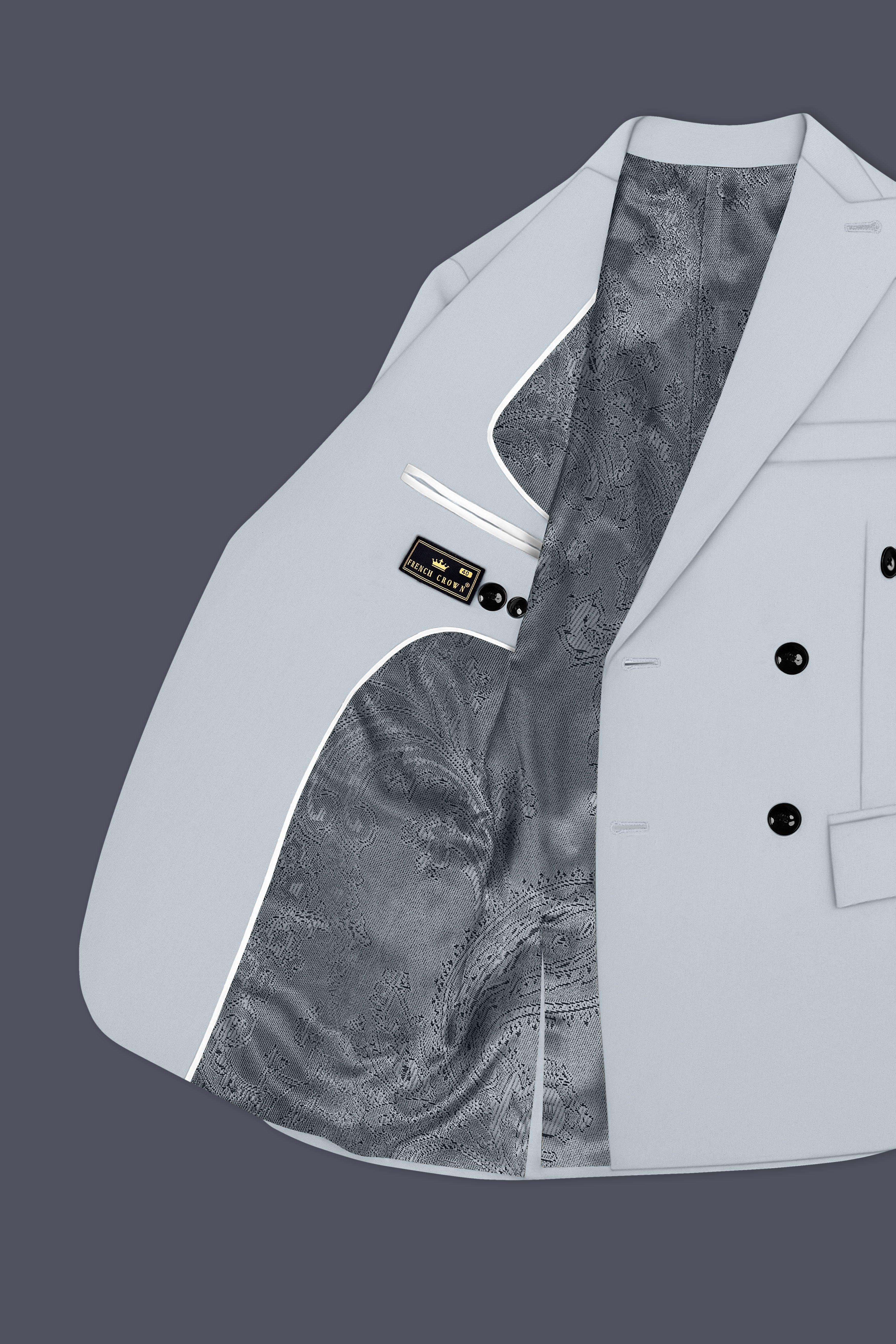 Dorian-Chalice Gray Slight Stretch Subtle Sheen Poly-Viscose Double Breasted Suit ST5494-DB-36, ST5494-DB-38, ST5494-DB-40, ST5494-DB-42, ST5494-DB-44, ST5494-DB-46, ST5494-DB-48, ST5494-DB-50, ST5494-DB-52, ST5494-DB-54, ST5494-DB-56, ST5494-DB-58, ST5494-DB-60
