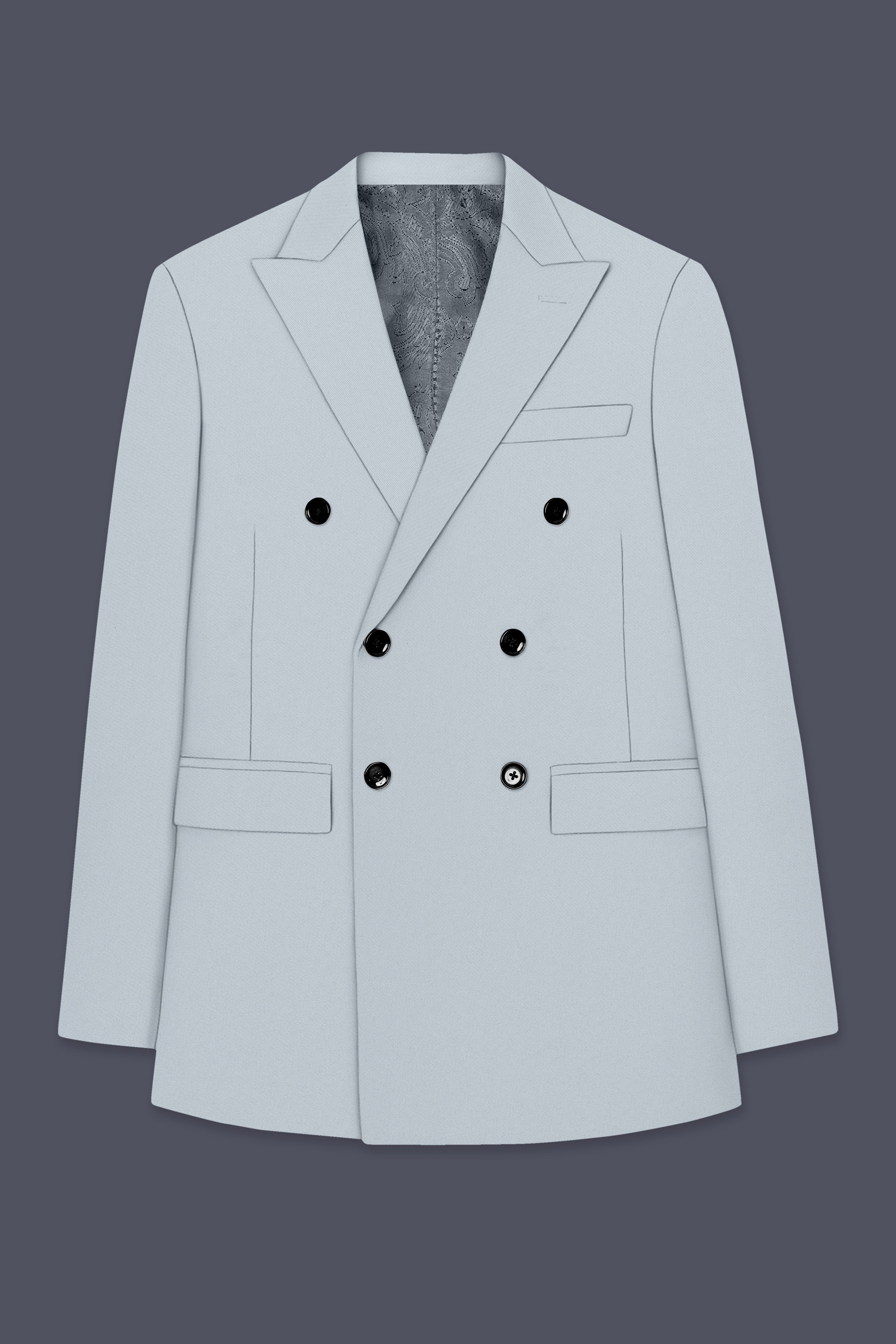 Dorian-Chalice Gray Slight Stretch Subtle Sheen Poly-Viscose Double Breasted Suit ST5494-DB-36, ST5494-DB-38, ST5494-DB-40, ST5494-DB-42, ST5494-DB-44, ST5494-DB-46, ST5494-DB-48, ST5494-DB-50, ST5494-DB-52, ST5494-DB-54, ST5494-DB-56, ST5494-DB-58, ST5494-DB-60
