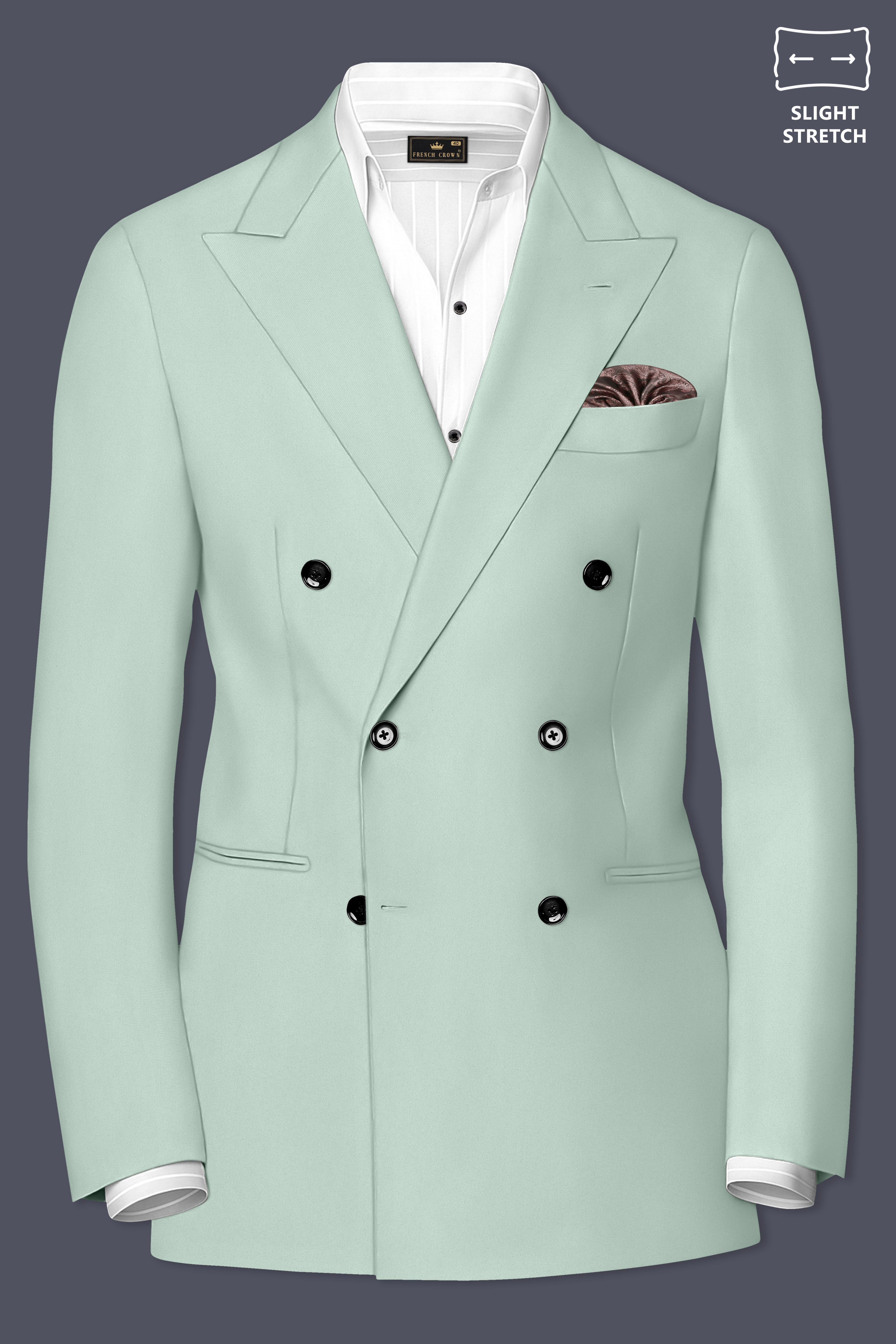 Umbra-Shadow Green Slight Stretch Subtle Sheen Poly-Viscose Double Breasted Suit