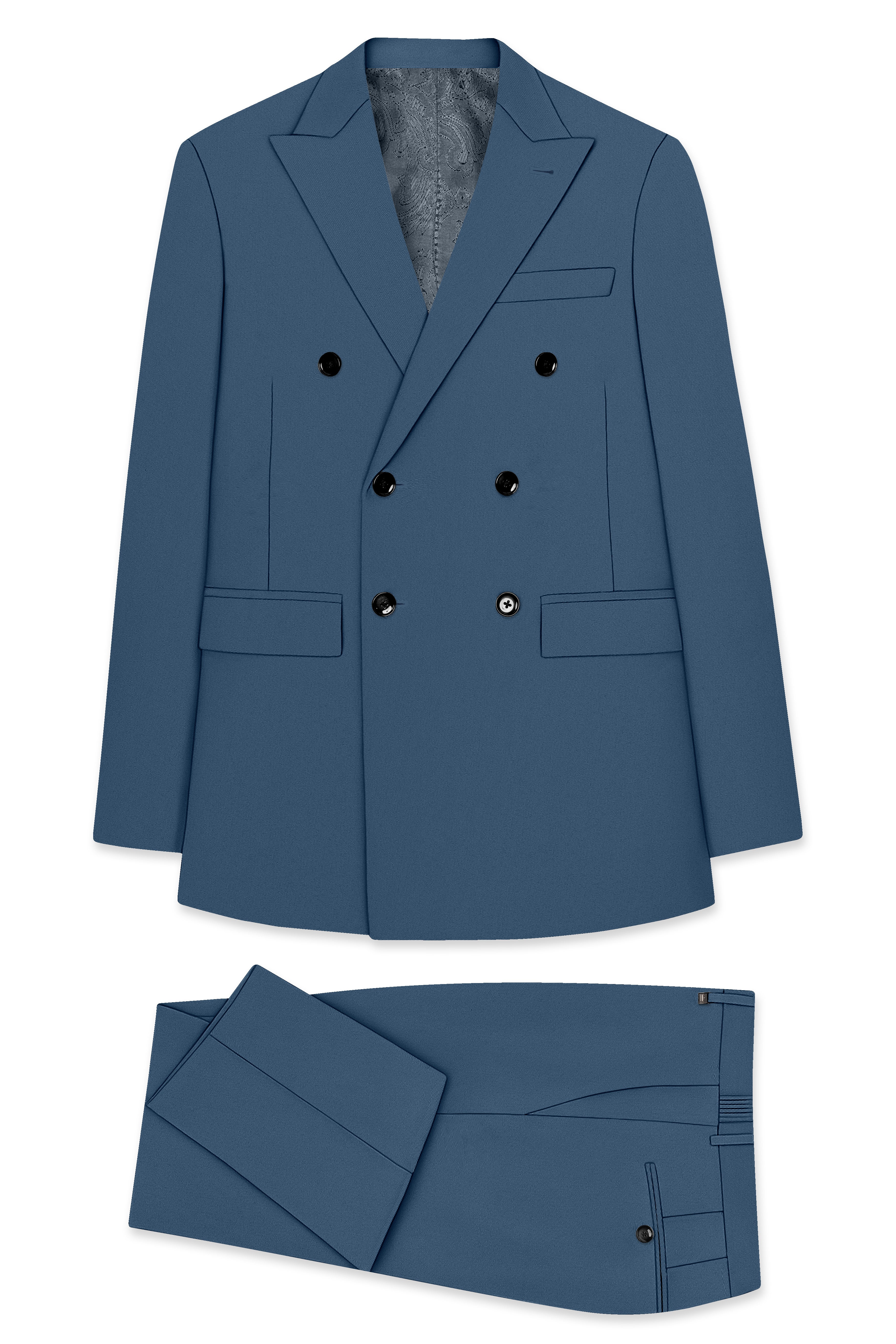Azure-Nile Blue Slight Stretch Subtle Sheen Poly-Viscose Double Breasted Suit ST5496-DB-36, ST5496-DB-38, ST5496-DB-40, ST5496-DB-42, ST5496-DB-44, ST5496-DB-46, ST5496-DB-48, ST5496-DB-50, ST5496-DB-52, ST5496-DB-54, ST5496-DB-56, ST5496-DB-58, ST5496-DB-60
