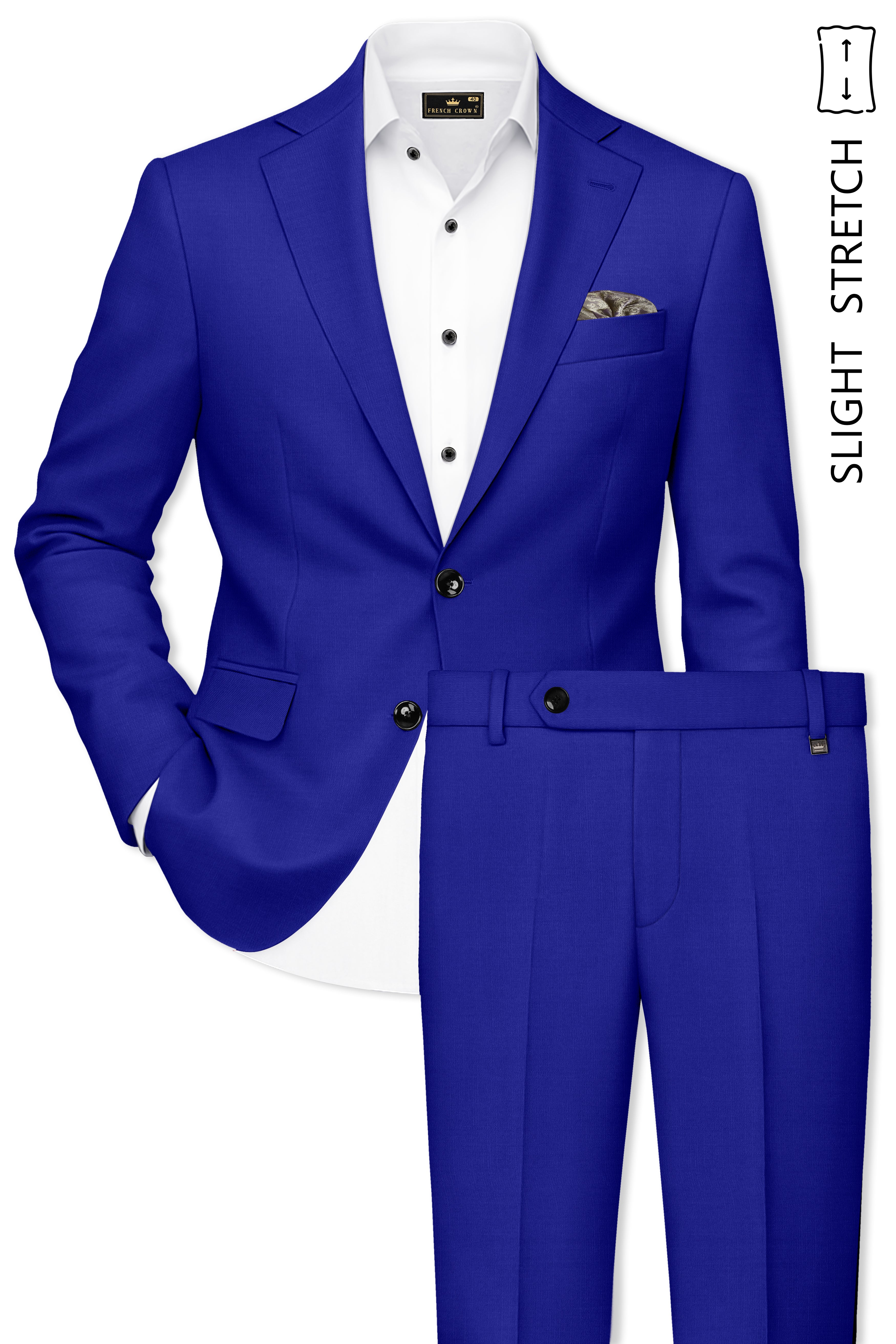 Stratos-Cobalt Blue Solid Premium Wool Rich Single Breasted Suit