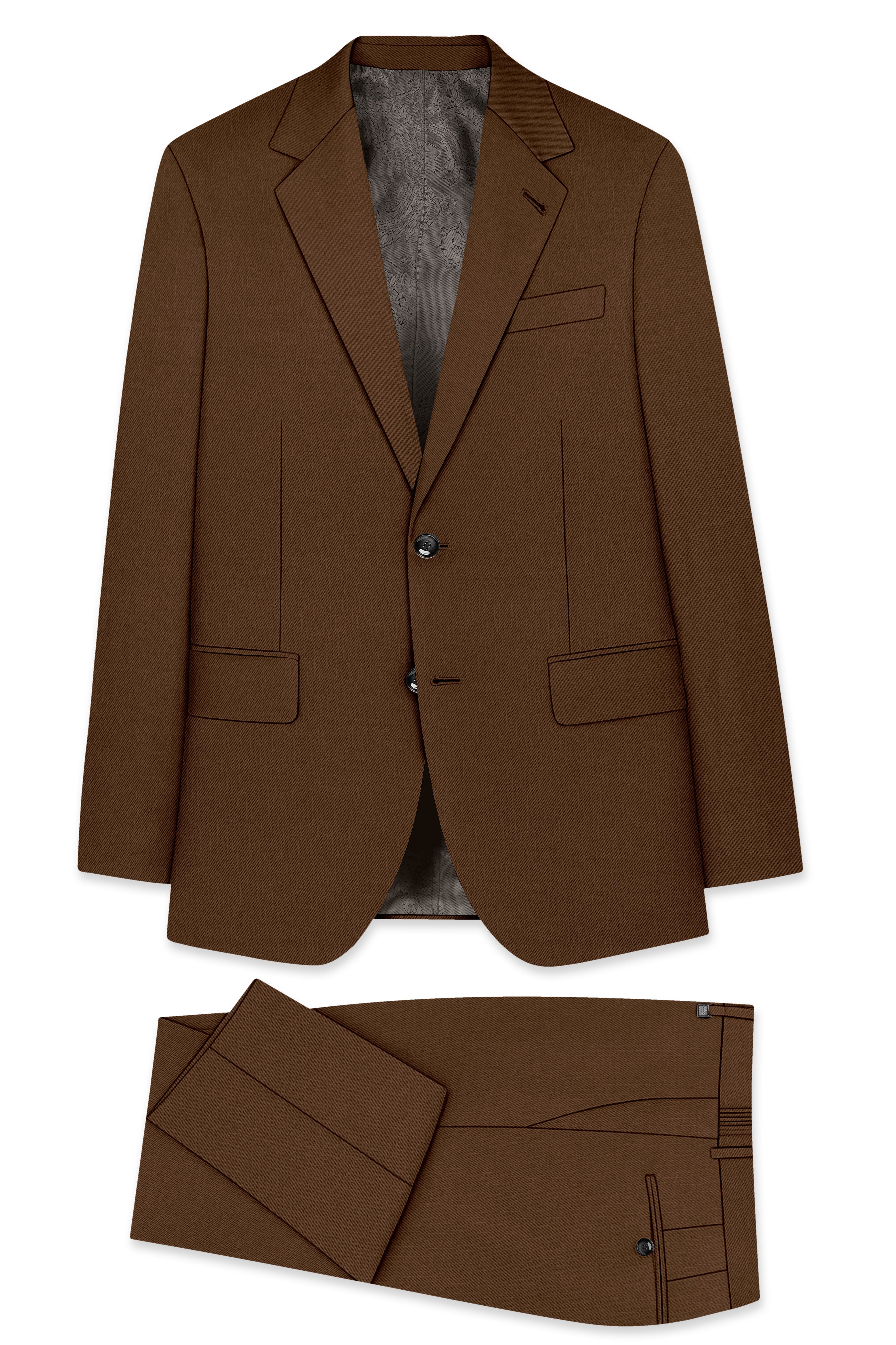 Havron-Derby Brown Wool Rich Slight Stretch Single Breasted Suit ST5505-SB-36, ST5505-SB-38, ST5505-SB-40, ST5505-SB-42, ST5505-SB-44, ST5505-SB-46, ST5505-SB-48, ST5505-SB-50, ST5505-SB-52, ST5505-SB-54, ST5505-SB-56, ST5505-SB-58, ST5505-SB-60
