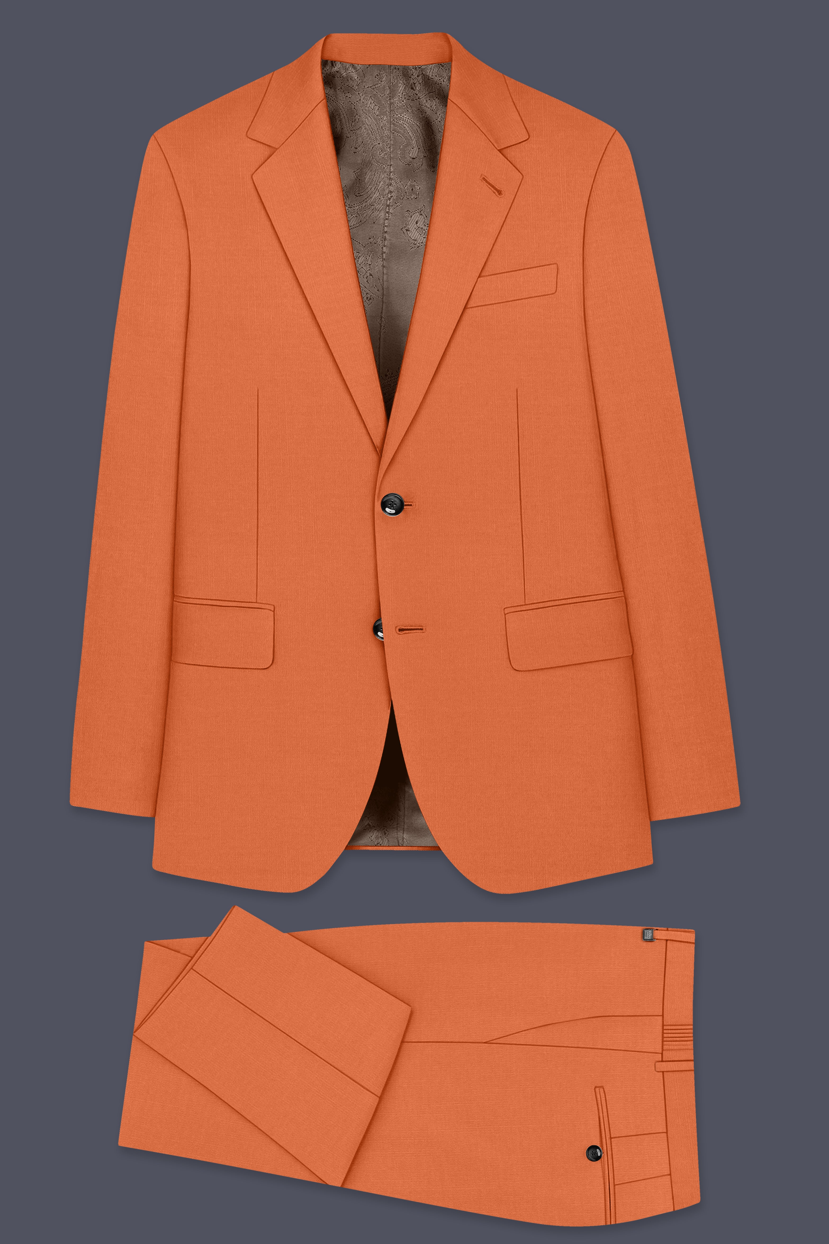 Prestige-Tuscany Orange Wool Rich Slight Stretch Single Breasted Suit ST5506-SB-36, ST5506-SB-38, ST5506-SB-40, ST5506-SB-42, ST5506-SB-44, ST5506-SB-46, ST5506-SB-48, ST5506-SB-50, ST5506-SB-52, ST5506-SB-54, ST5506-SB-56, ST5506-SB-58, ST5506-SB-60
