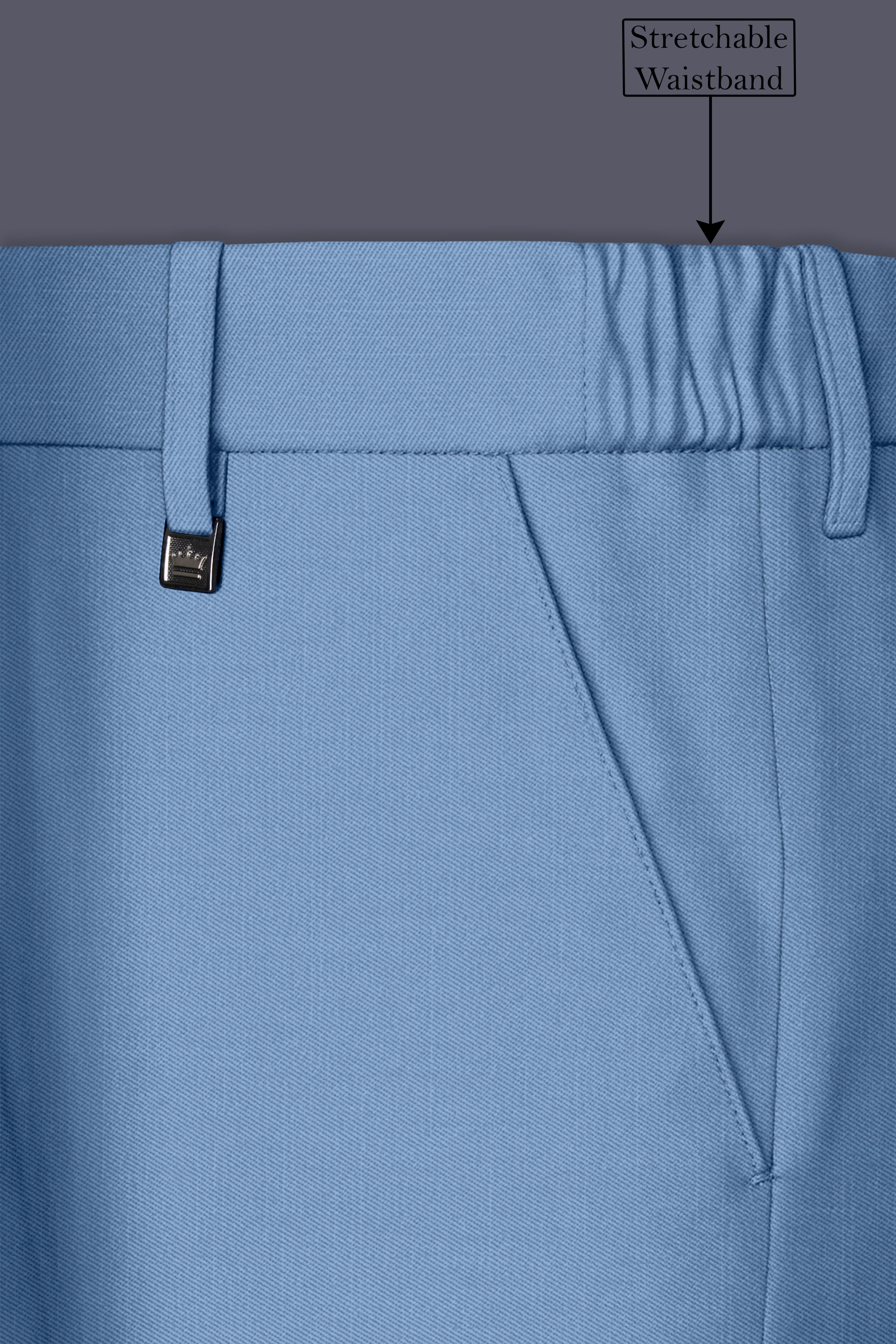 Azure-Glaucous Blue Wool Rich Slight Stretch Double Breasted Suit