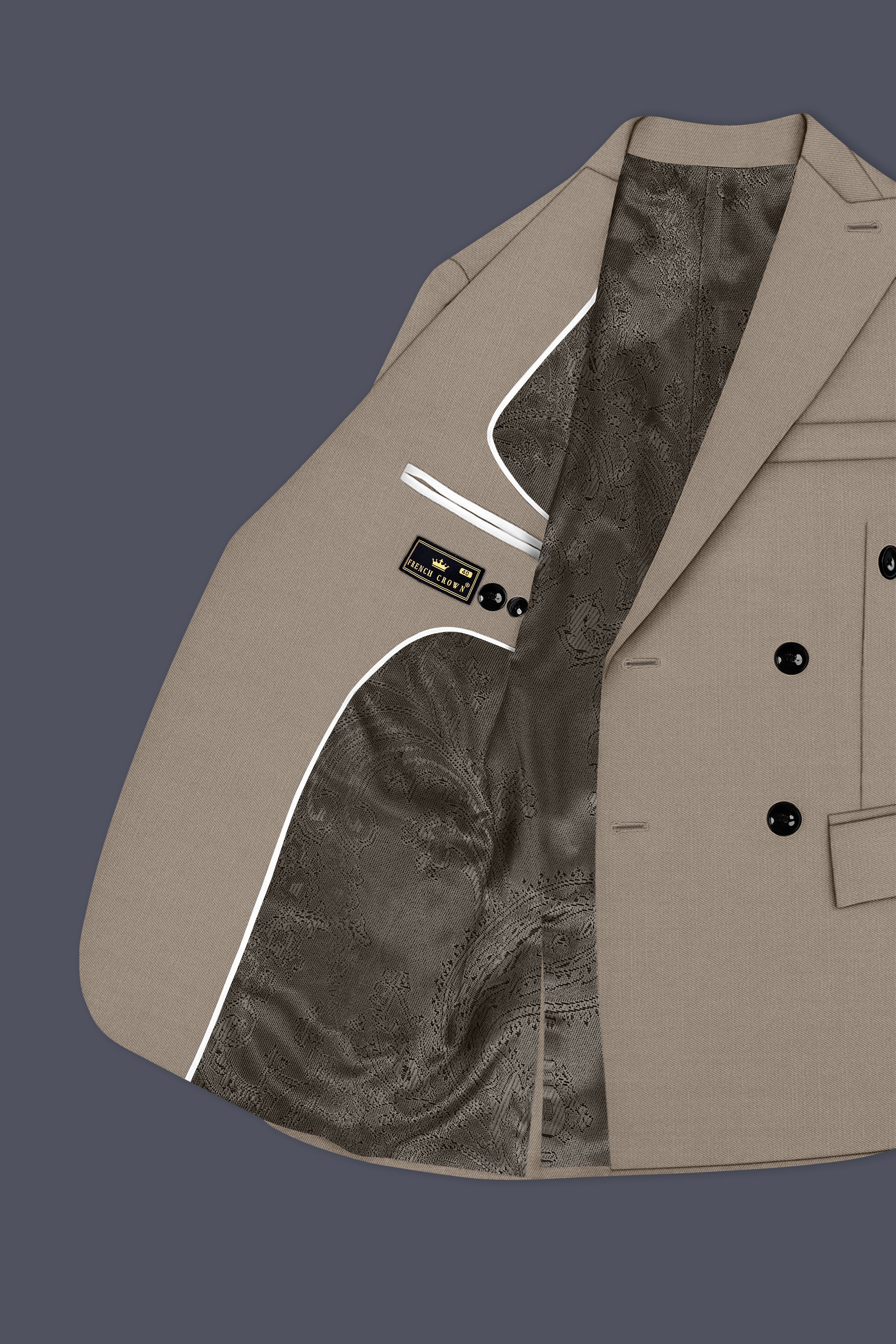 Umber-Stonewall Brown Wool Rich Slight Stretch Double Breasted Suit