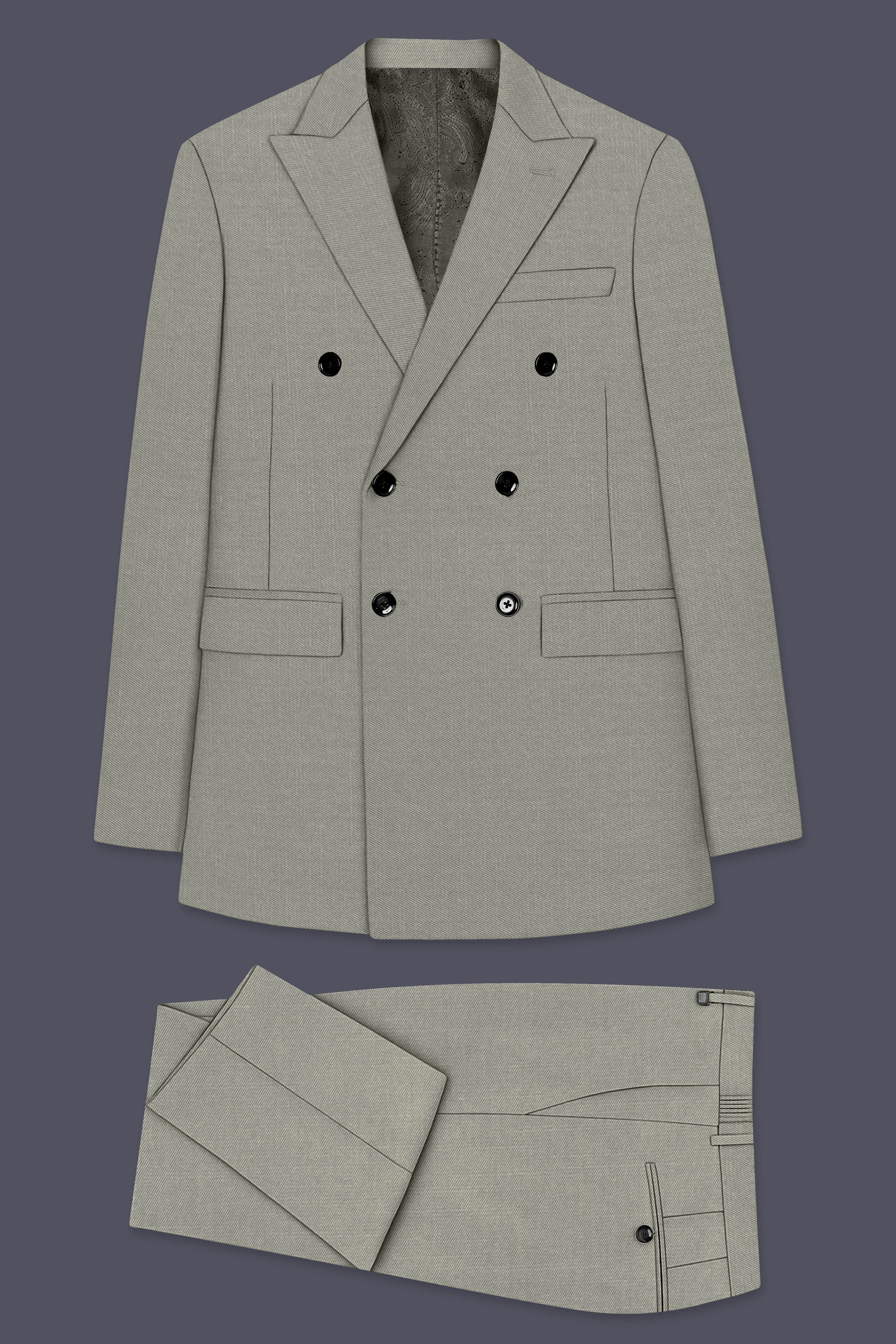 Viridian-Bandicoot Green Wool Rich Slight Stretch Double Breasted Suit ST5513-DB-36, ST5513-DB-38, ST5513-DB-40, ST5513-DB-42, ST5513-DB-44, ST5513-DB-46, ST5513-DB-48, ST5513-DB-50, ST5513-DB-52, ST5513-DB-54, ST5513-DB-56, ST5513-DB-58, ST5513-DB-60
