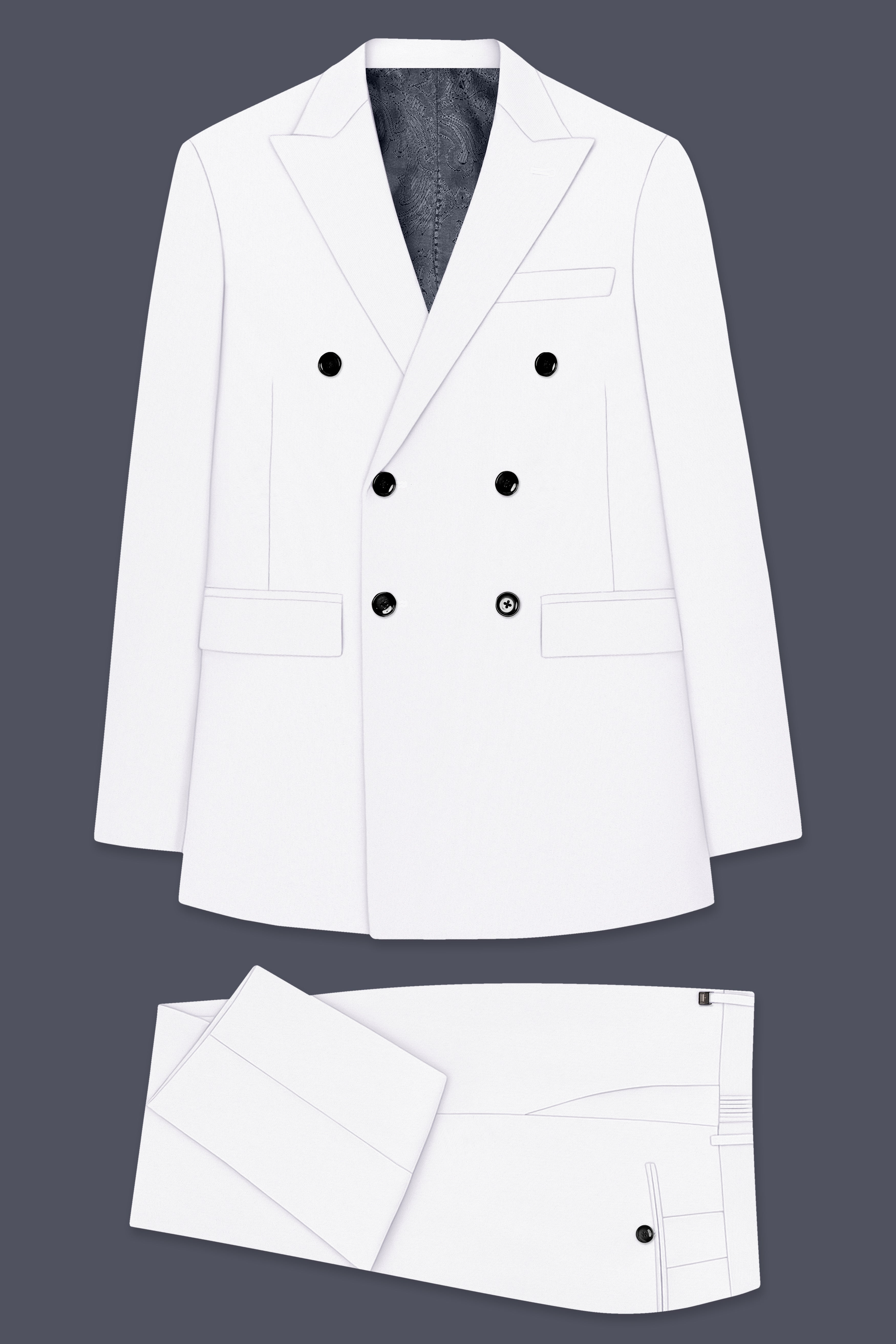 Aurello-Bright White Solid Premium Poly-Viscose Single Breasted