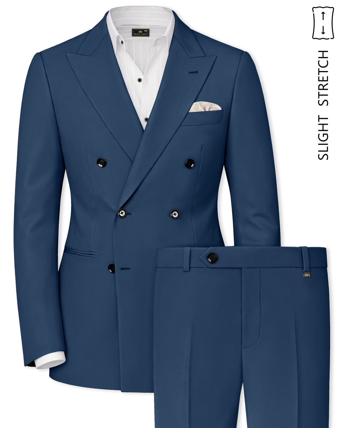 Azuron-Rhino Blue Solid Premium Poly-Viscose Single Breasted Suit For Men.