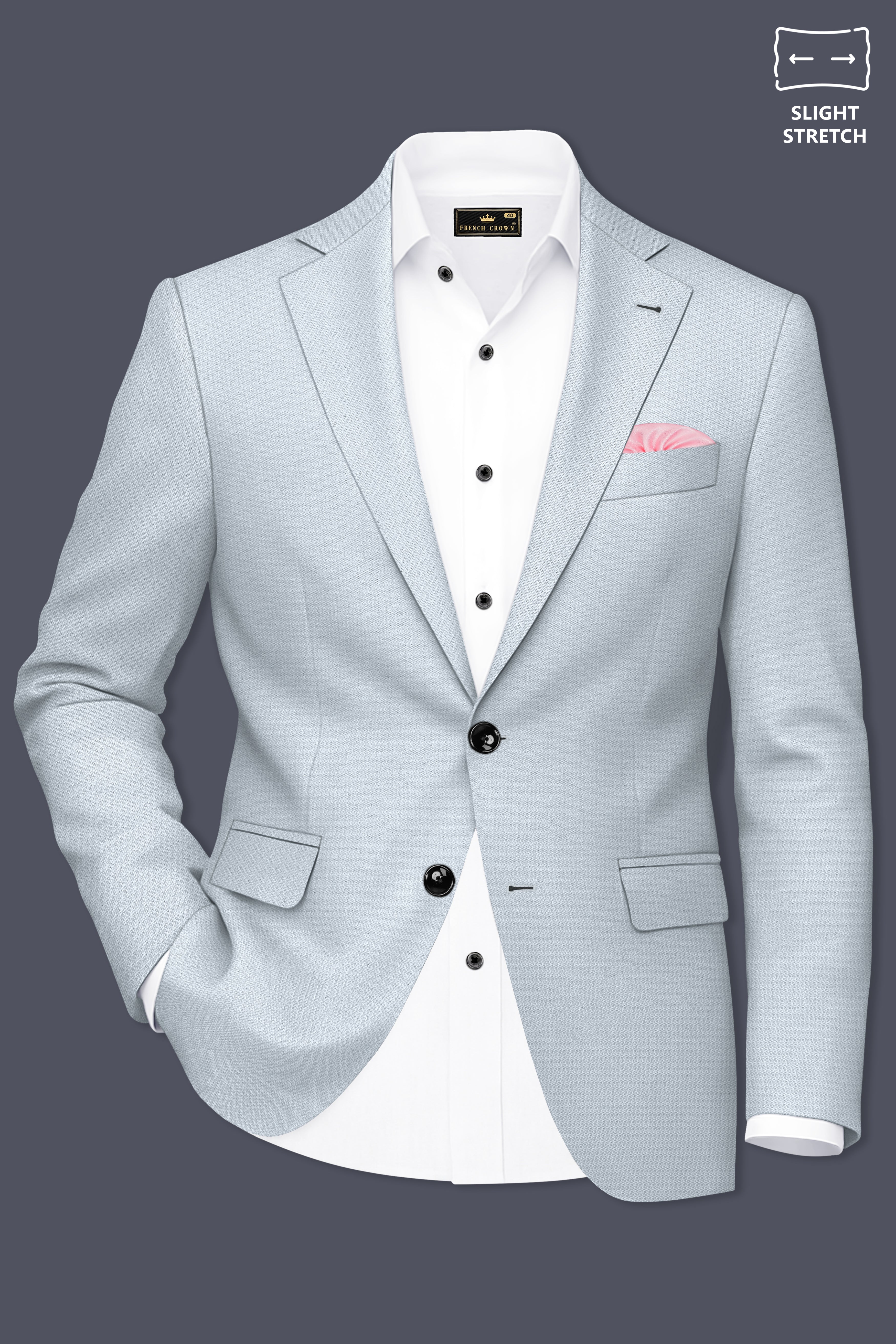 Prism-Chalice Gray Diamond Textured Wool Rich Slight Stretch Single Breasted Suit