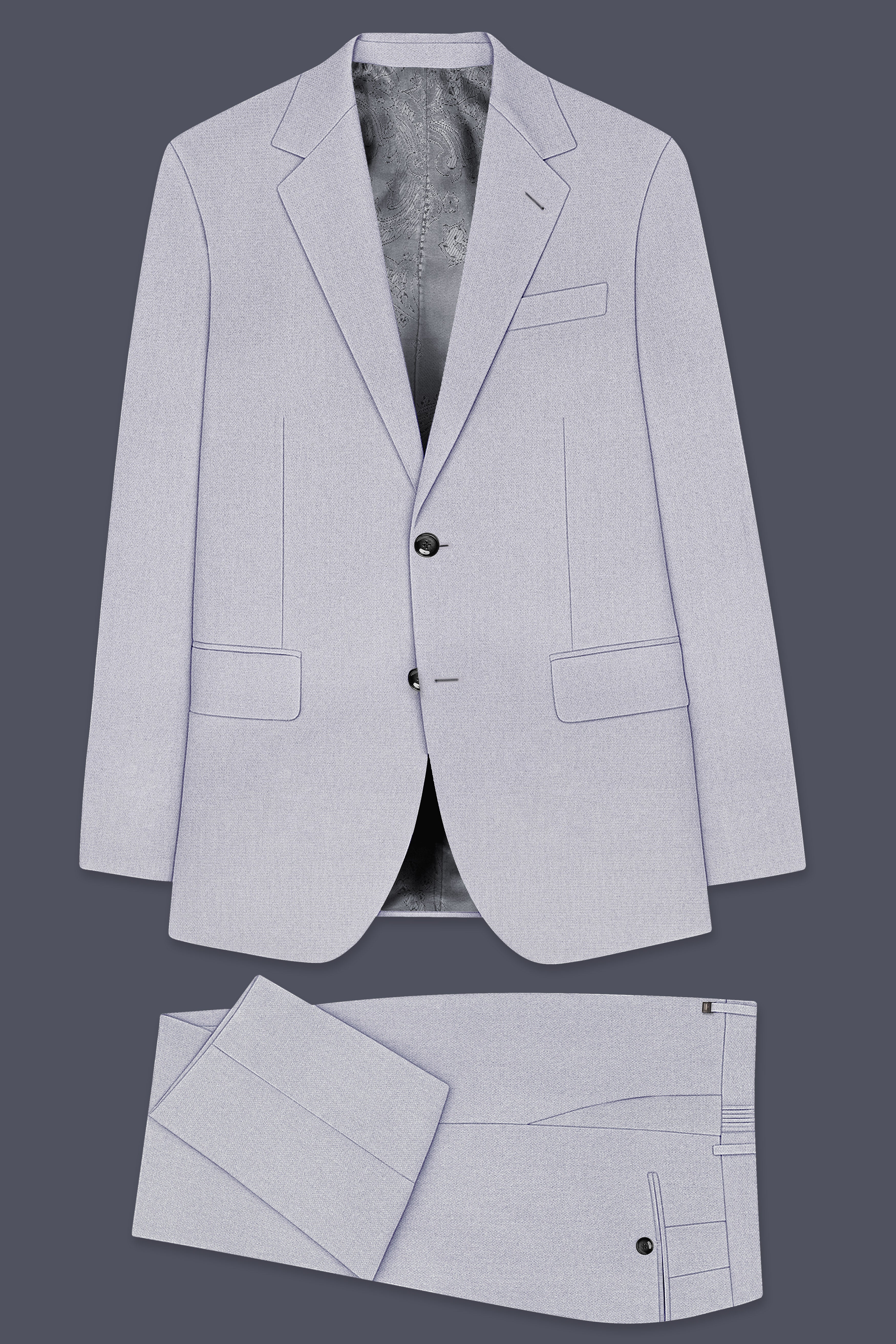 Prism-Chalice Gray Diamond Textured Wool Rich Slight Stretch Single Breasted Suit
