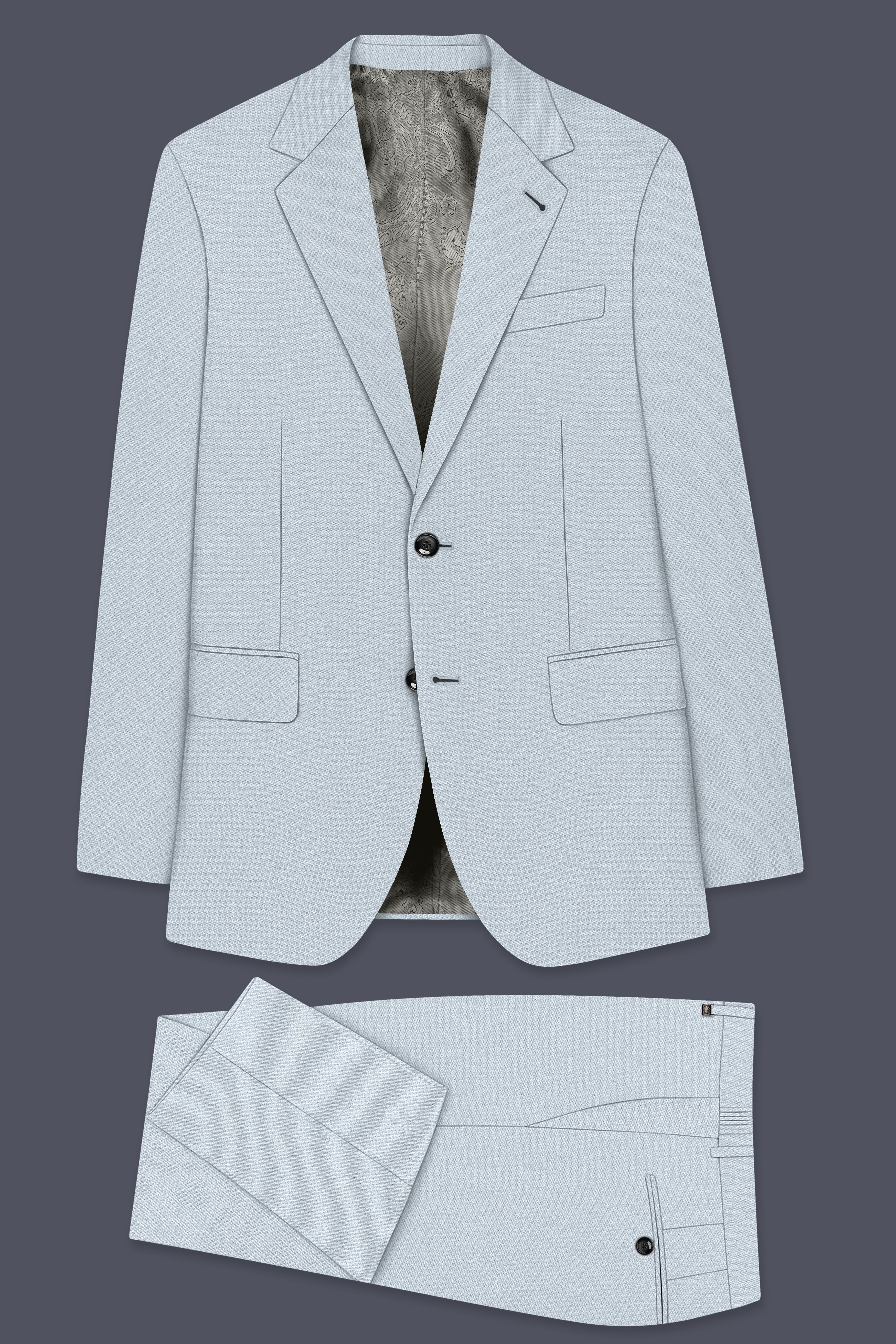 Prism-Chalice Gray Diamond Textured Wool Rich Slight Stretch Single Breasted Suit