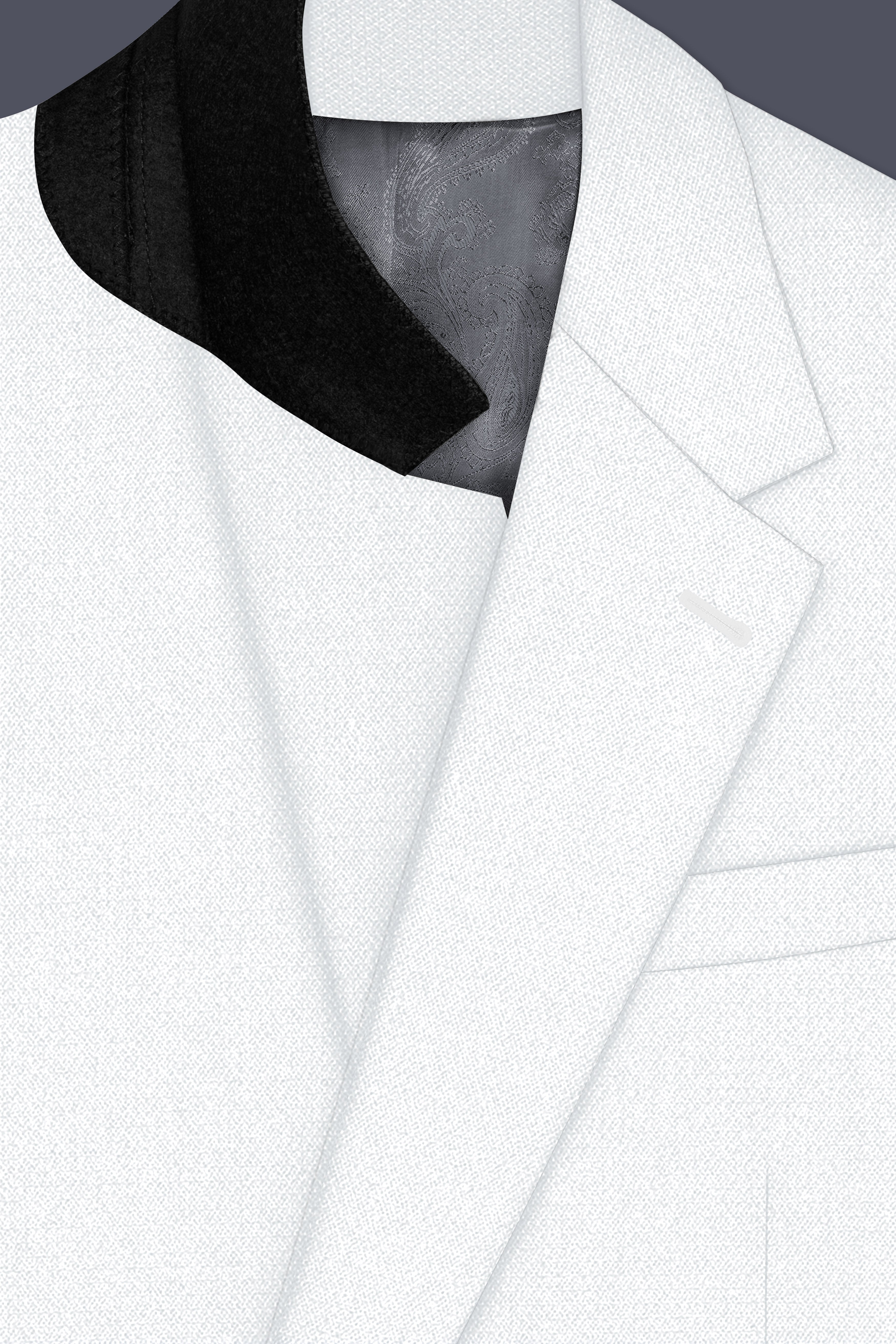 Sterling-Bright White Diamond Textured Wool Rich Slight Stretch Single Breasted Suit
