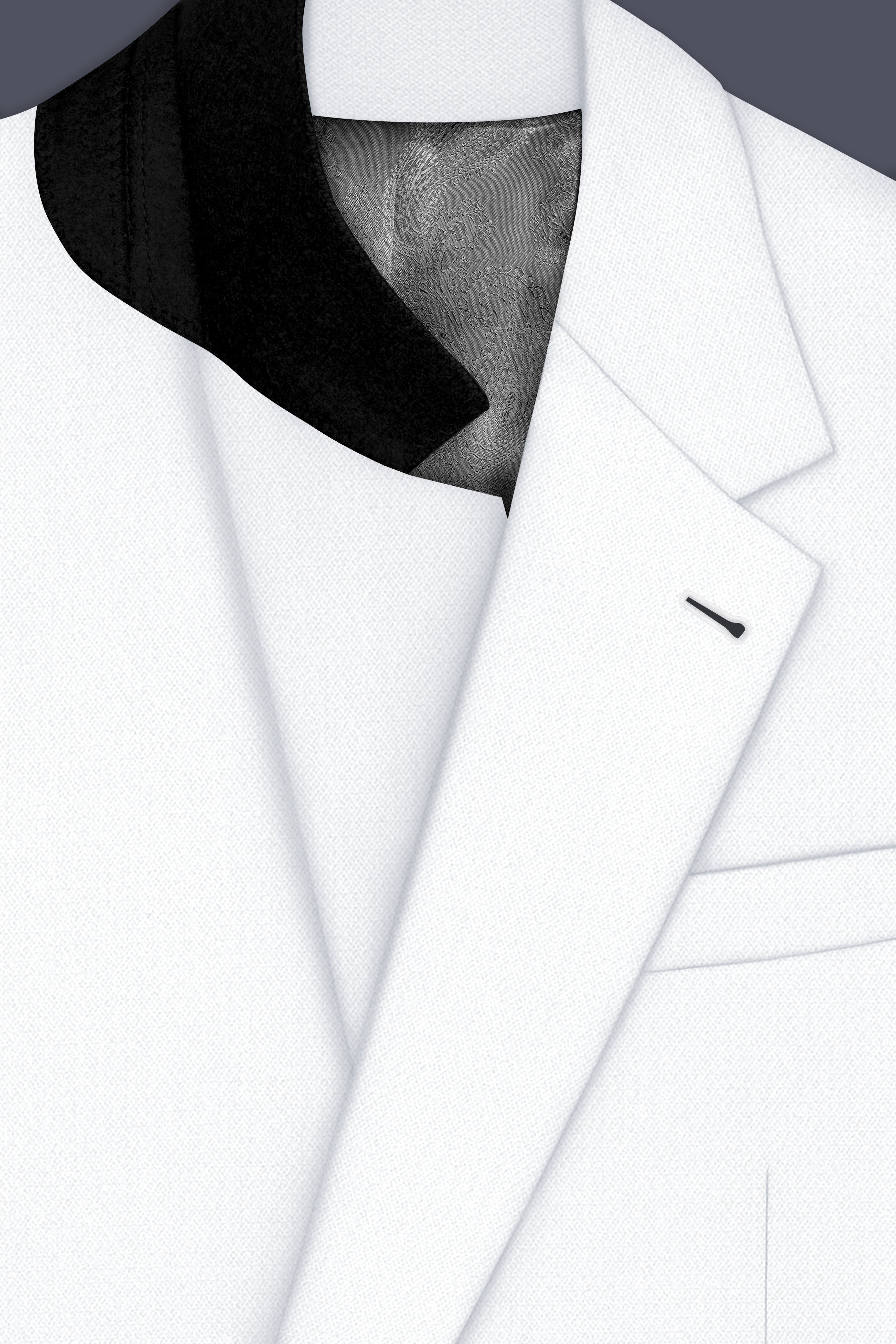 Sterling-Bright White Diamond Textured Wool Rich Slight Stretch Single Breasted Suit