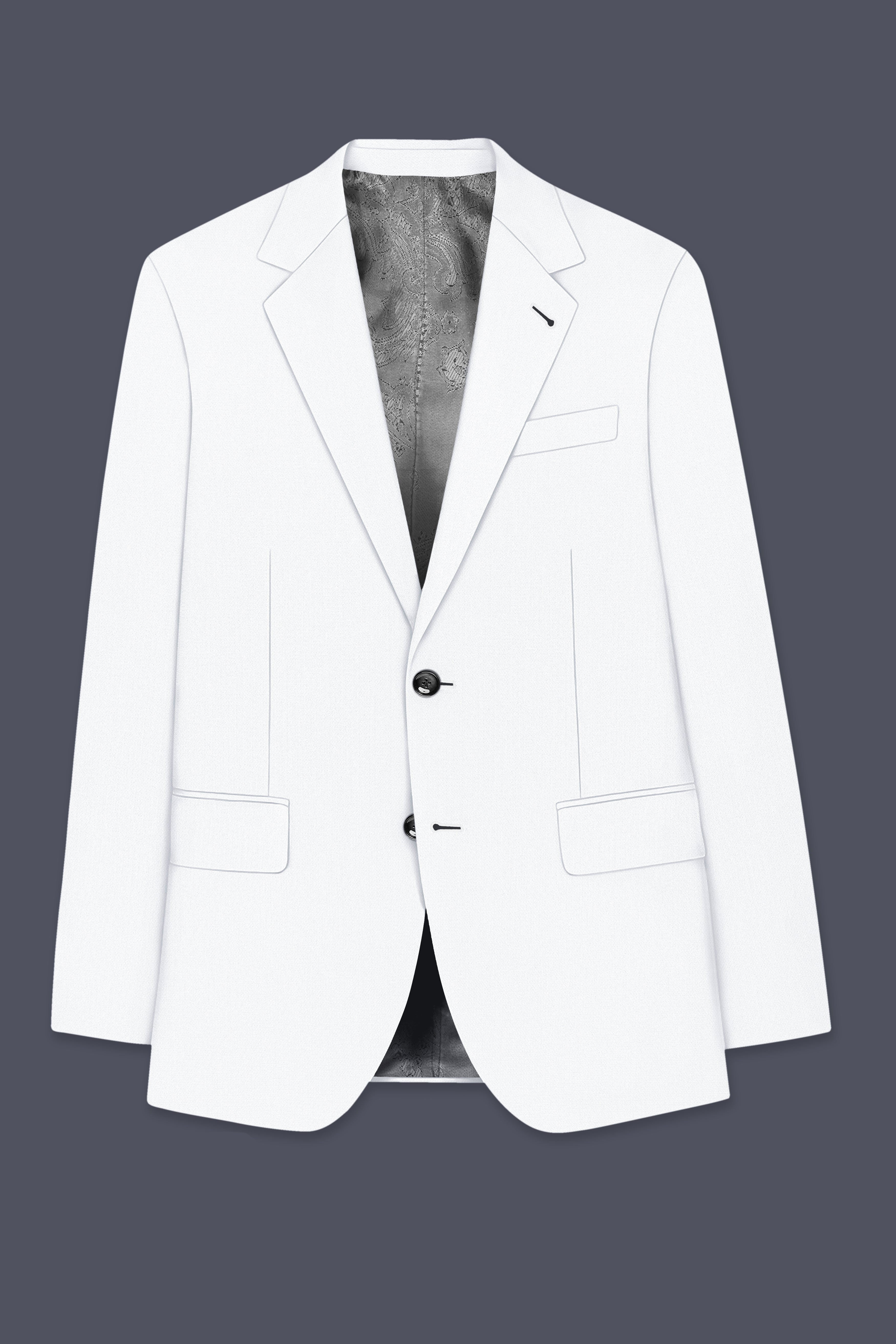 Sterling-Bright White Diamond Textured Wool Rich Slight Stretch Single Breasted Suit