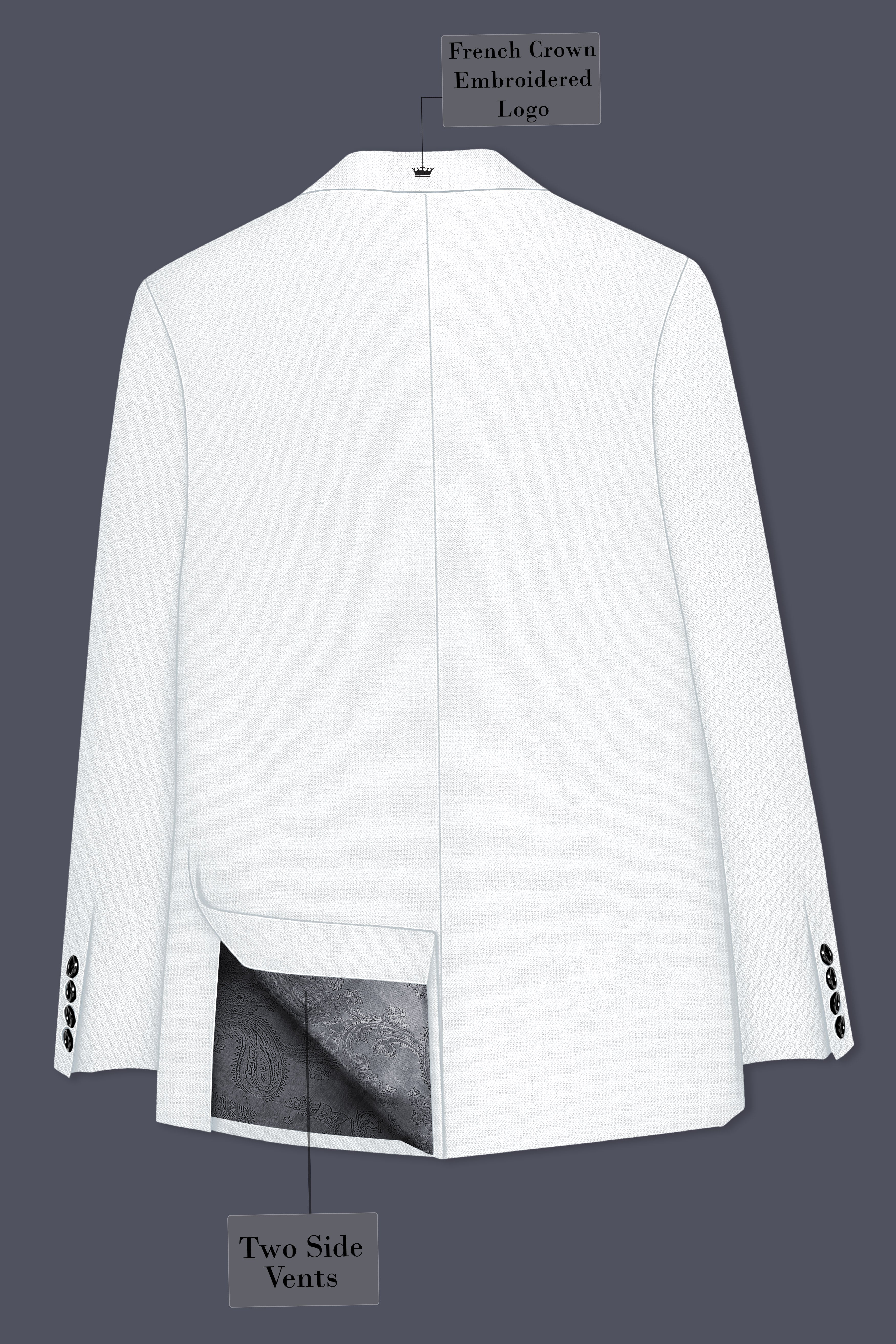 Sterling-Bright White Diamond Textured Wool Rich Slight Stretch Single Breasted Suit