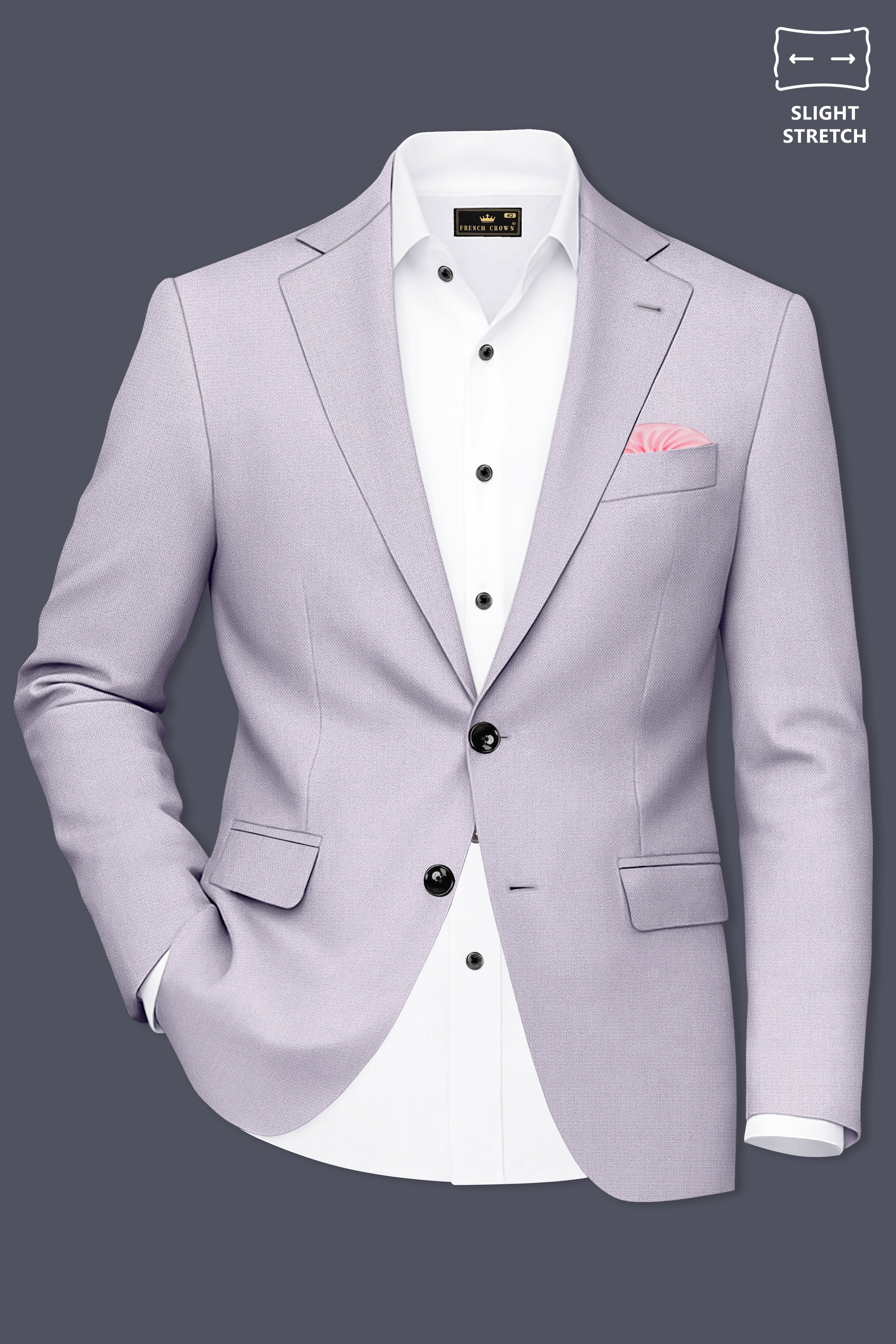 Mist-Spun Pearl Gray Diamond Textured Wool Rich Slight Stretch Single Breasted Suit