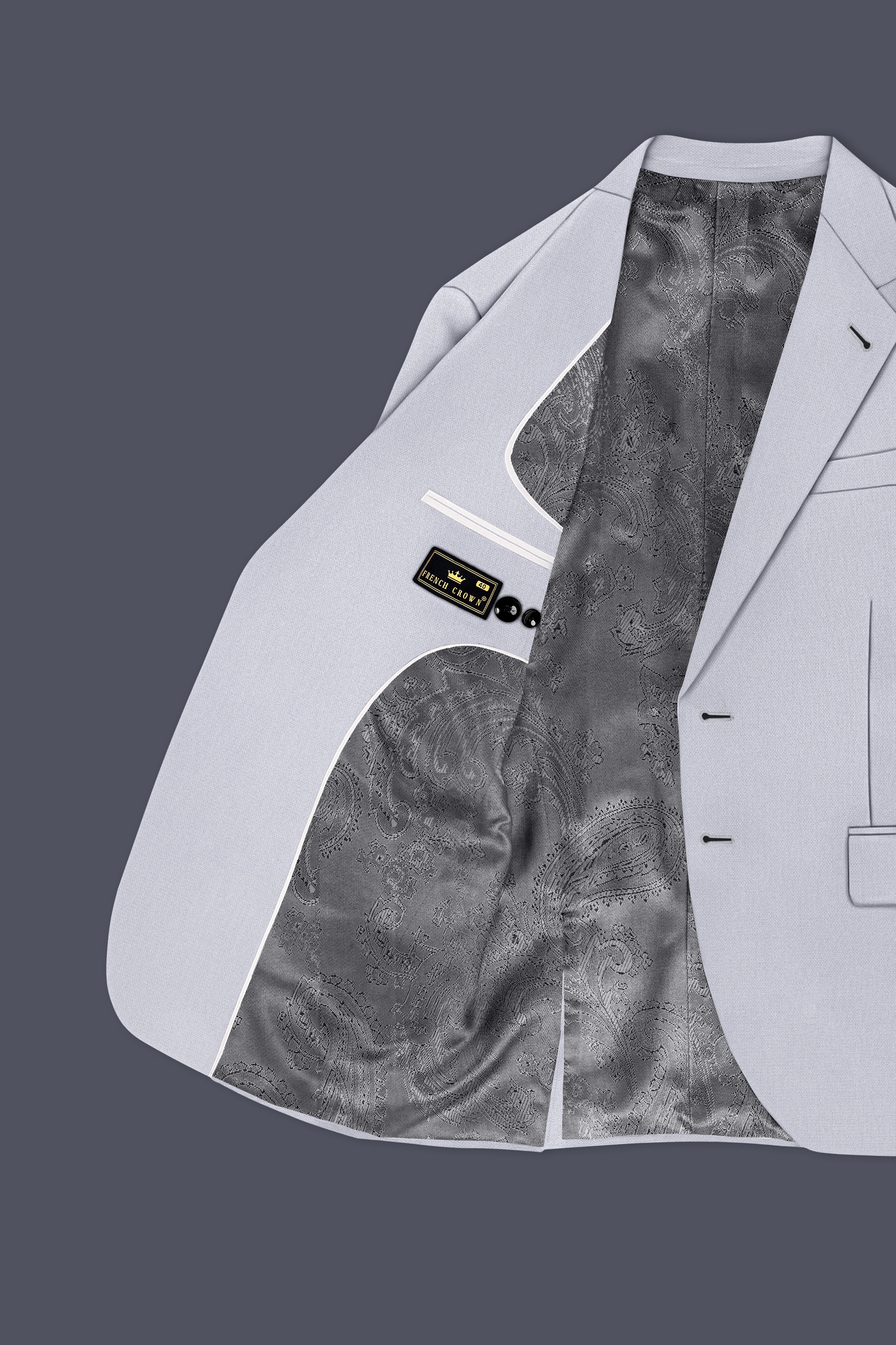 Mist-Spun Pearl Gray Diamond Textured Wool Rich Slight Stretch Single Breasted Suit