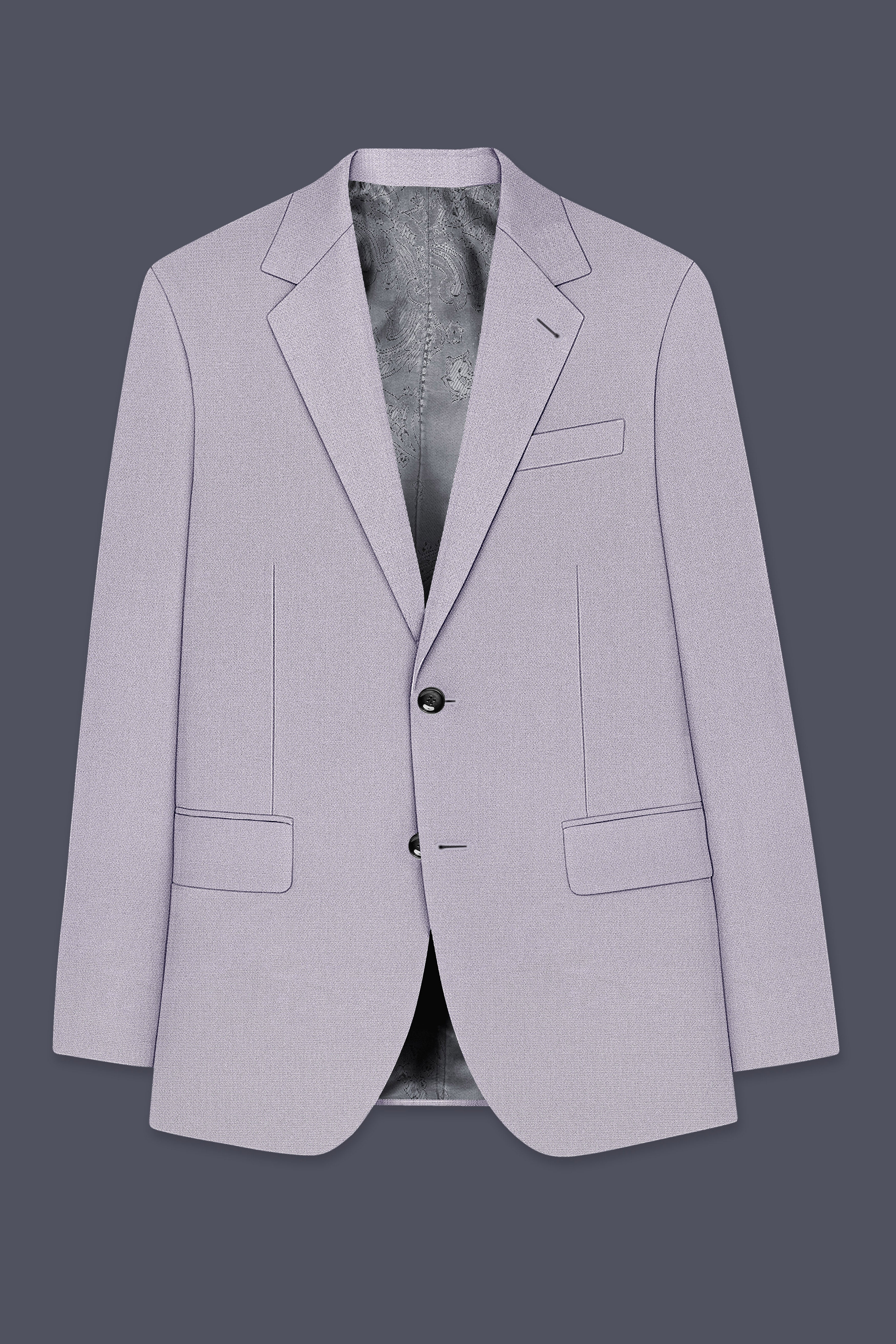 Mist-Spun Pearl Gray Diamond Textured Wool Rich Slight Stretch Single Breasted Suit