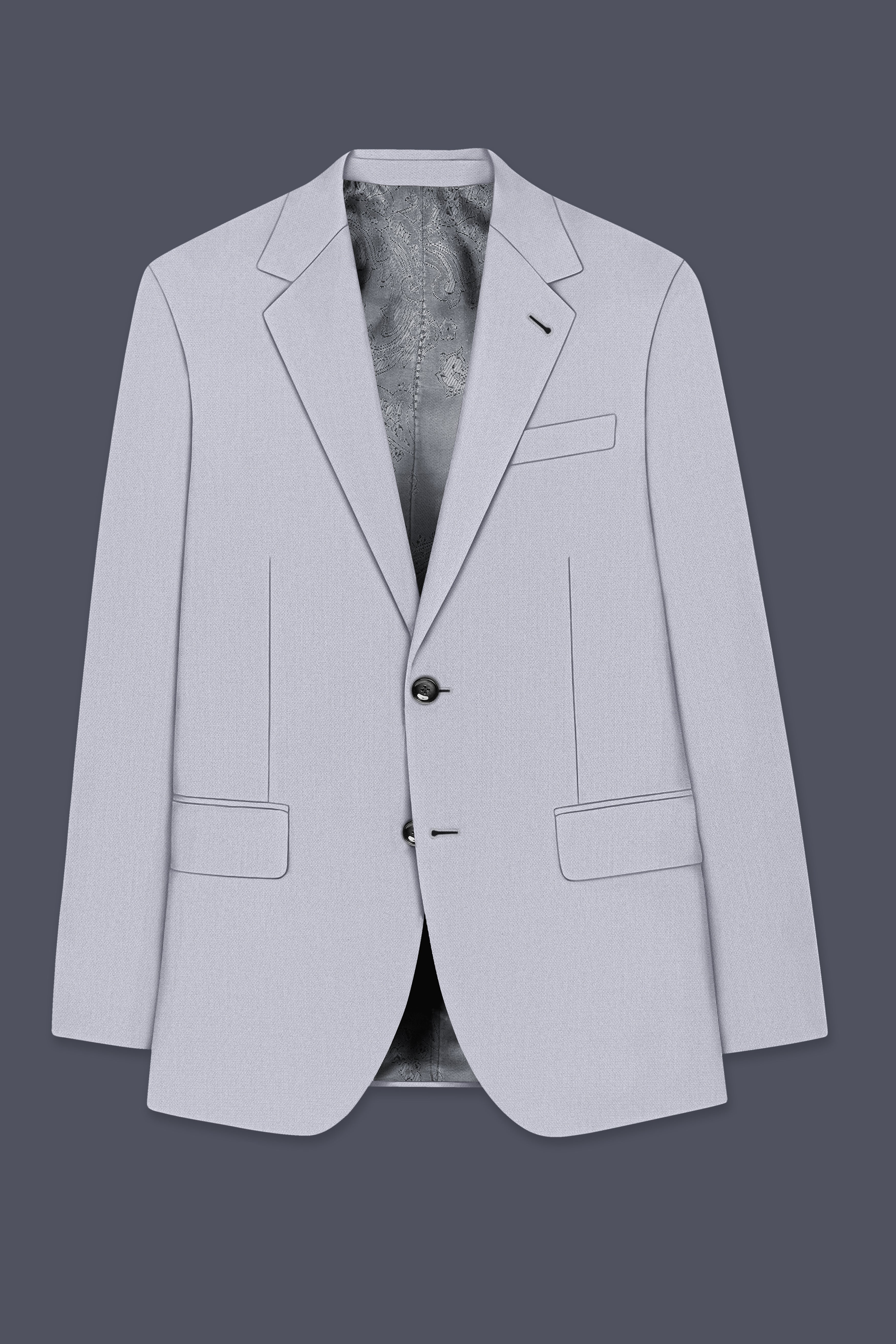 Mist-Spun Pearl Gray Diamond Textured Wool Rich Slight Stretch Single Breasted Suit