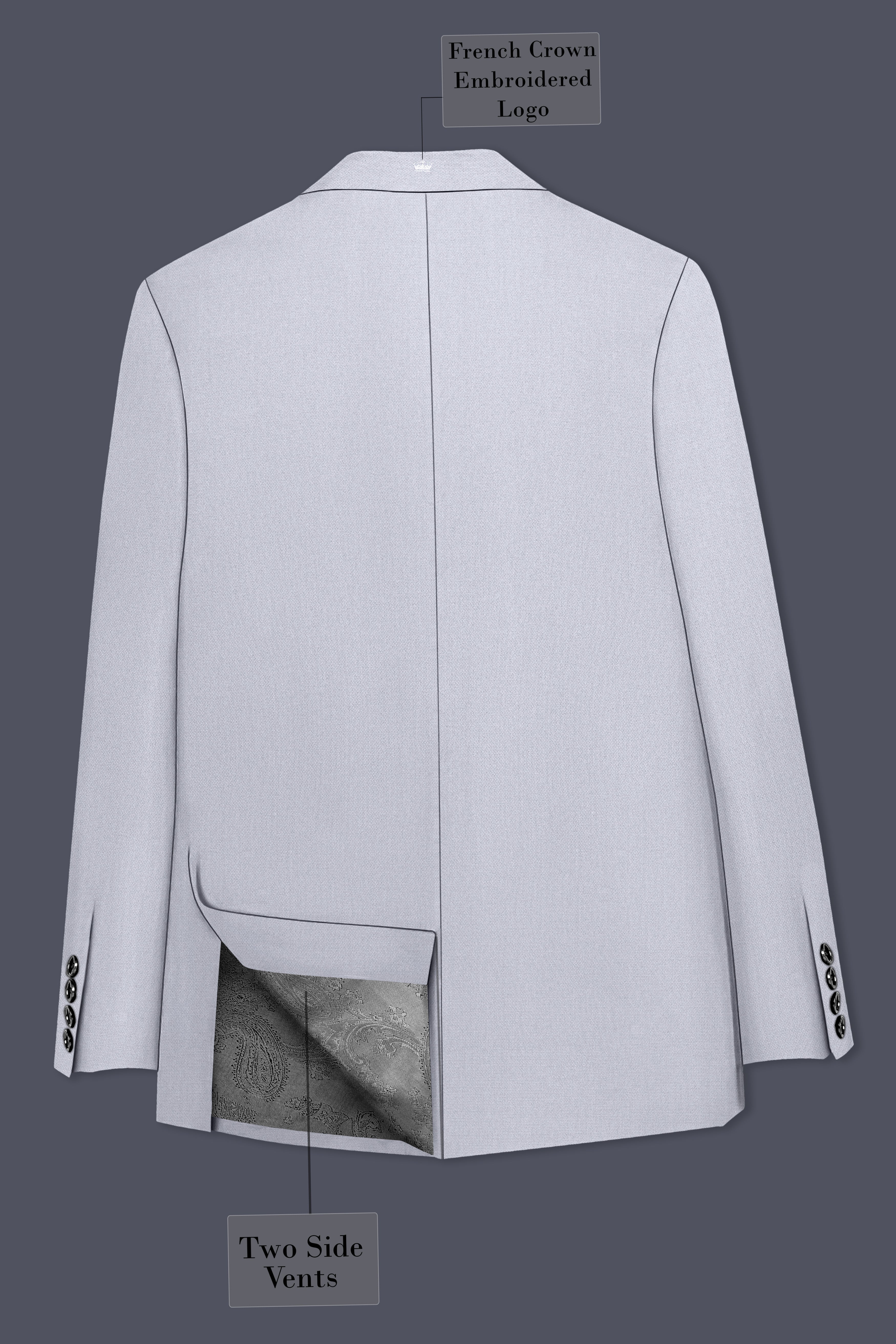 Mist-Spun Pearl Gray Diamond Textured Wool Rich Slight Stretch Single Breasted Suit