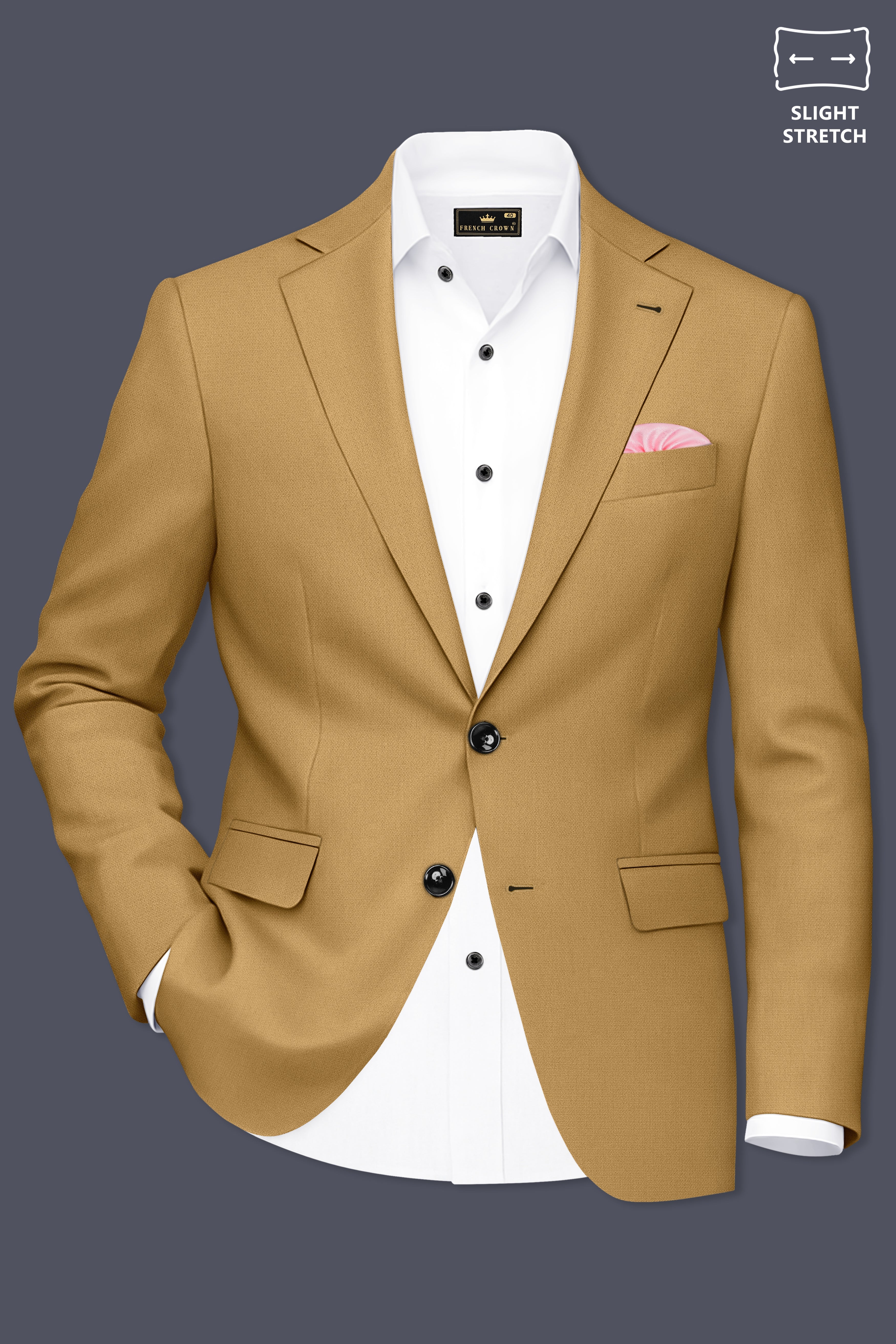 Sienna-Teak Brown Diamond Textured Wool Rich Slight Stretch Single Breasted Suit