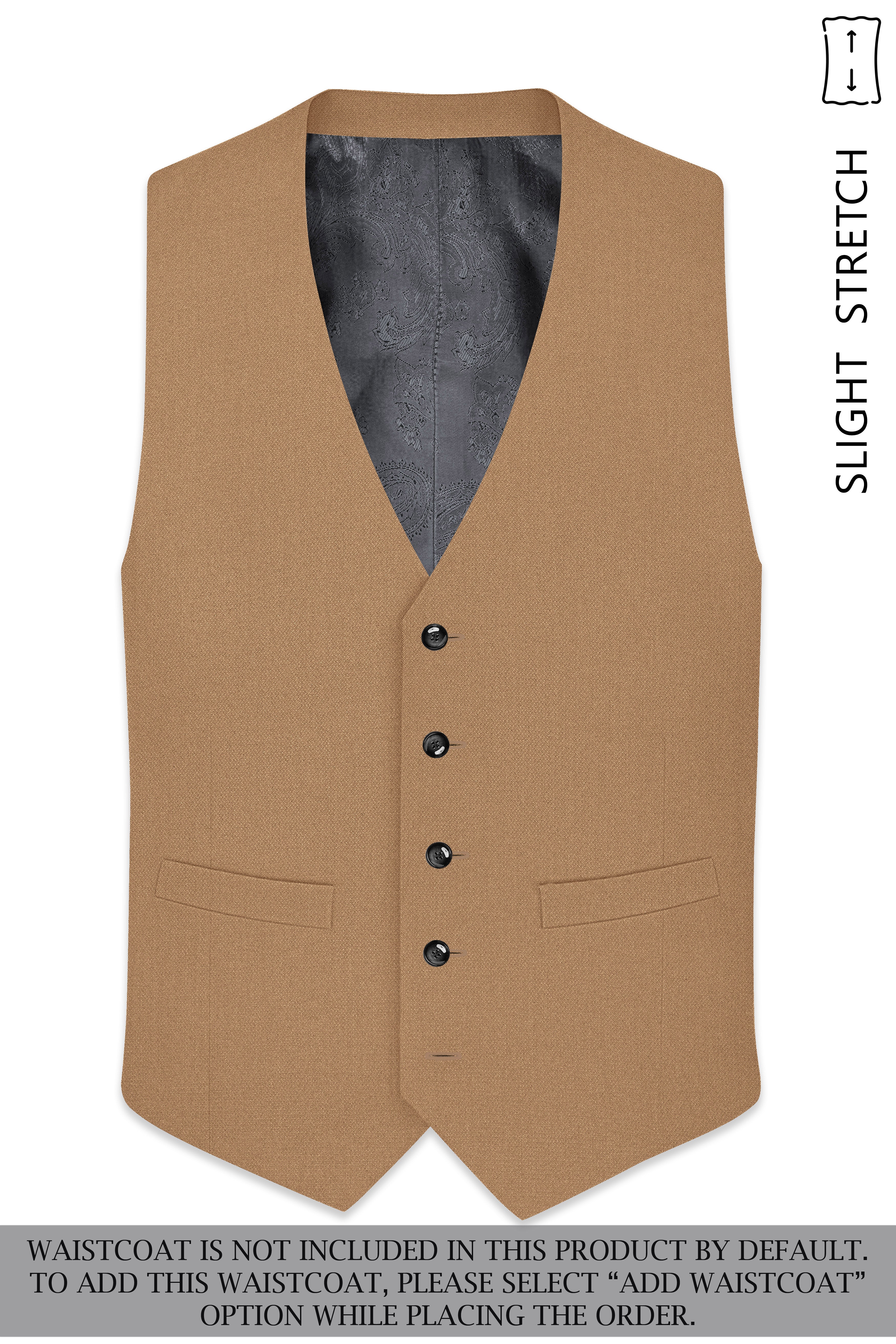 Sienna-Teak Brown Diamond Textured Wool Rich Slight Stretch Single Breasted Suit
