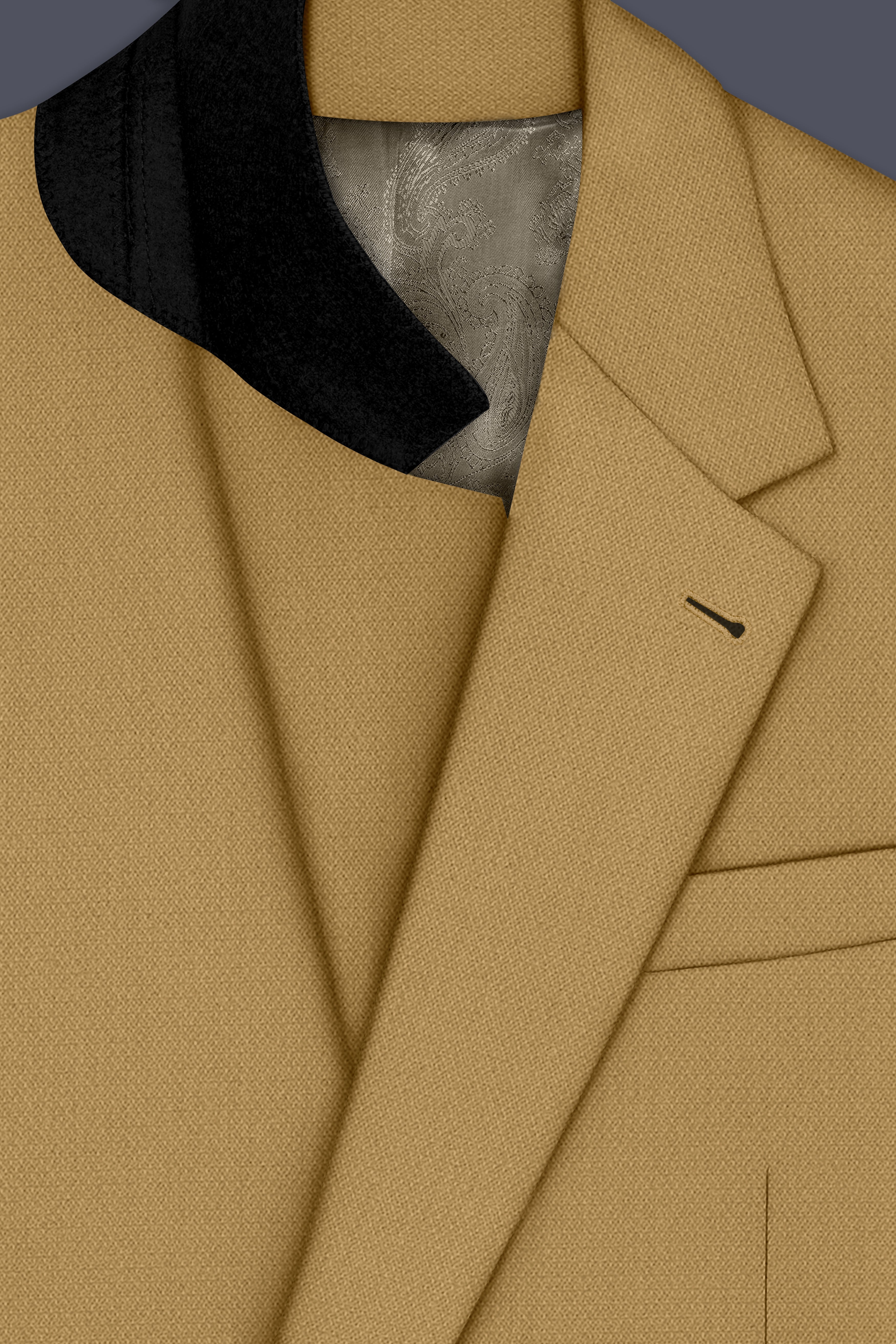 Sienna-Teak Brown Diamond Textured Wool Rich Slight Stretch Single Breasted Suit