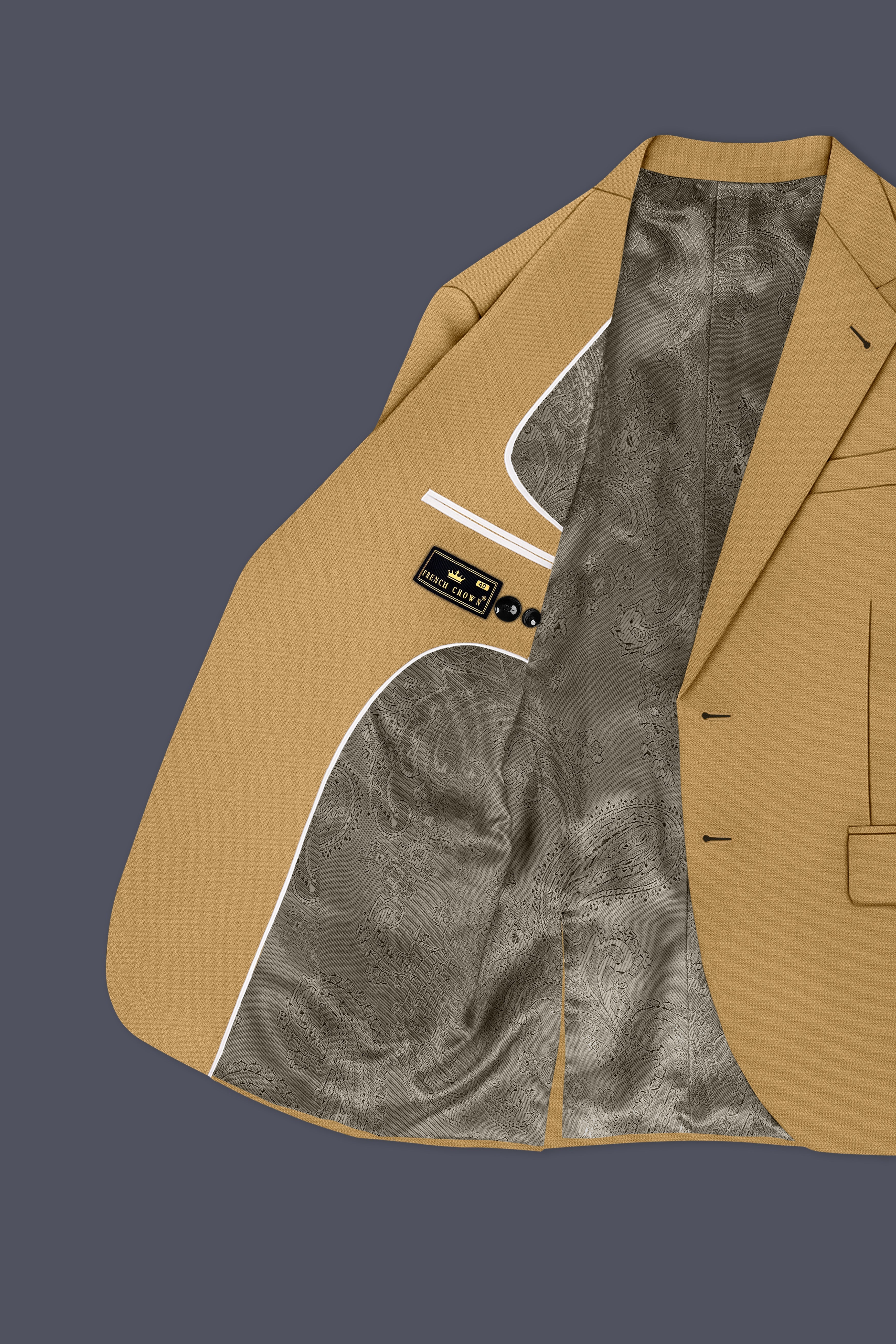 Sienna-Teak Brown Diamond Textured Wool Rich Slight Stretch Single Breasted Suit