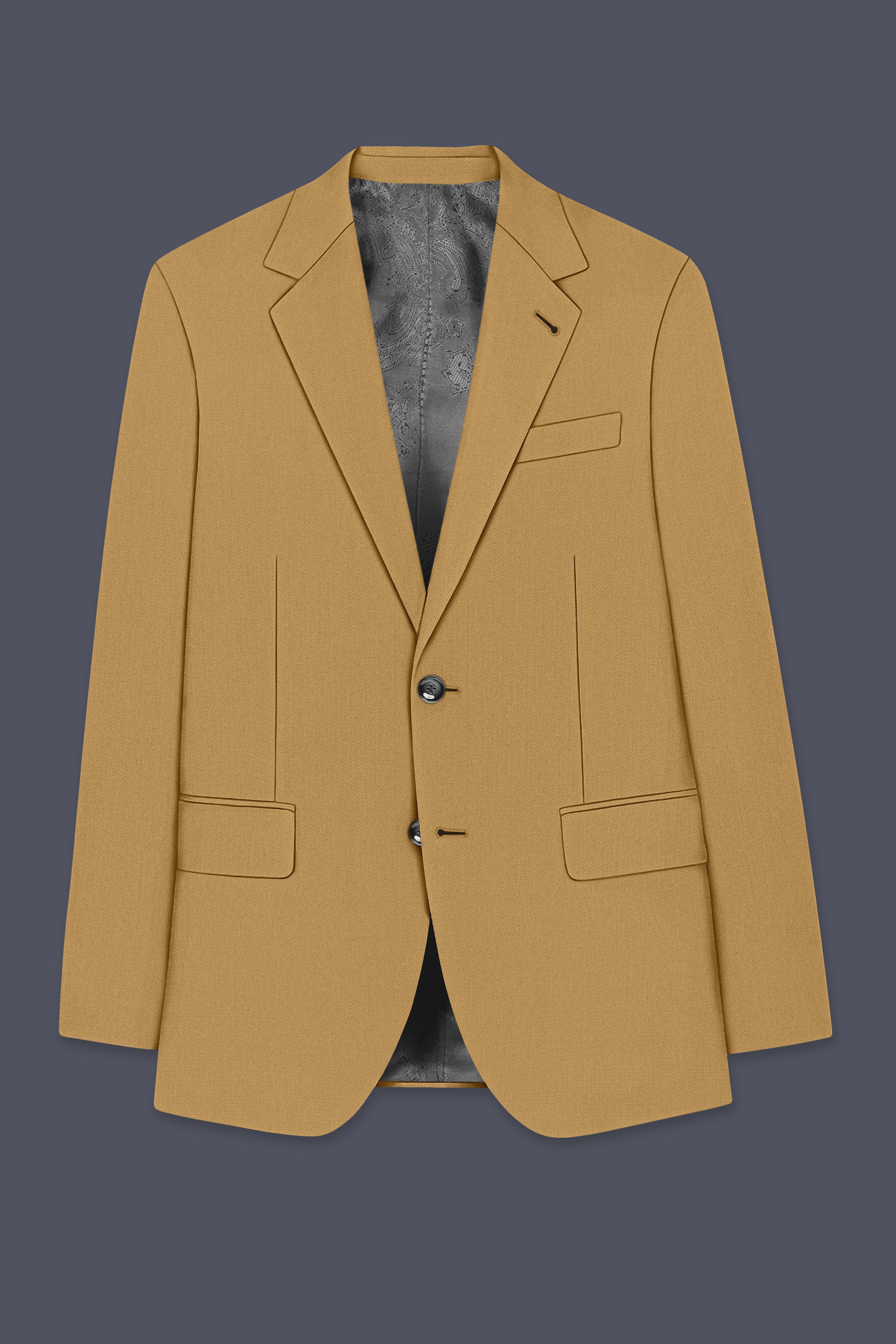 Sienna-Teak Brown Diamond Textured Wool Rich Slight Stretch Single Breasted Suit