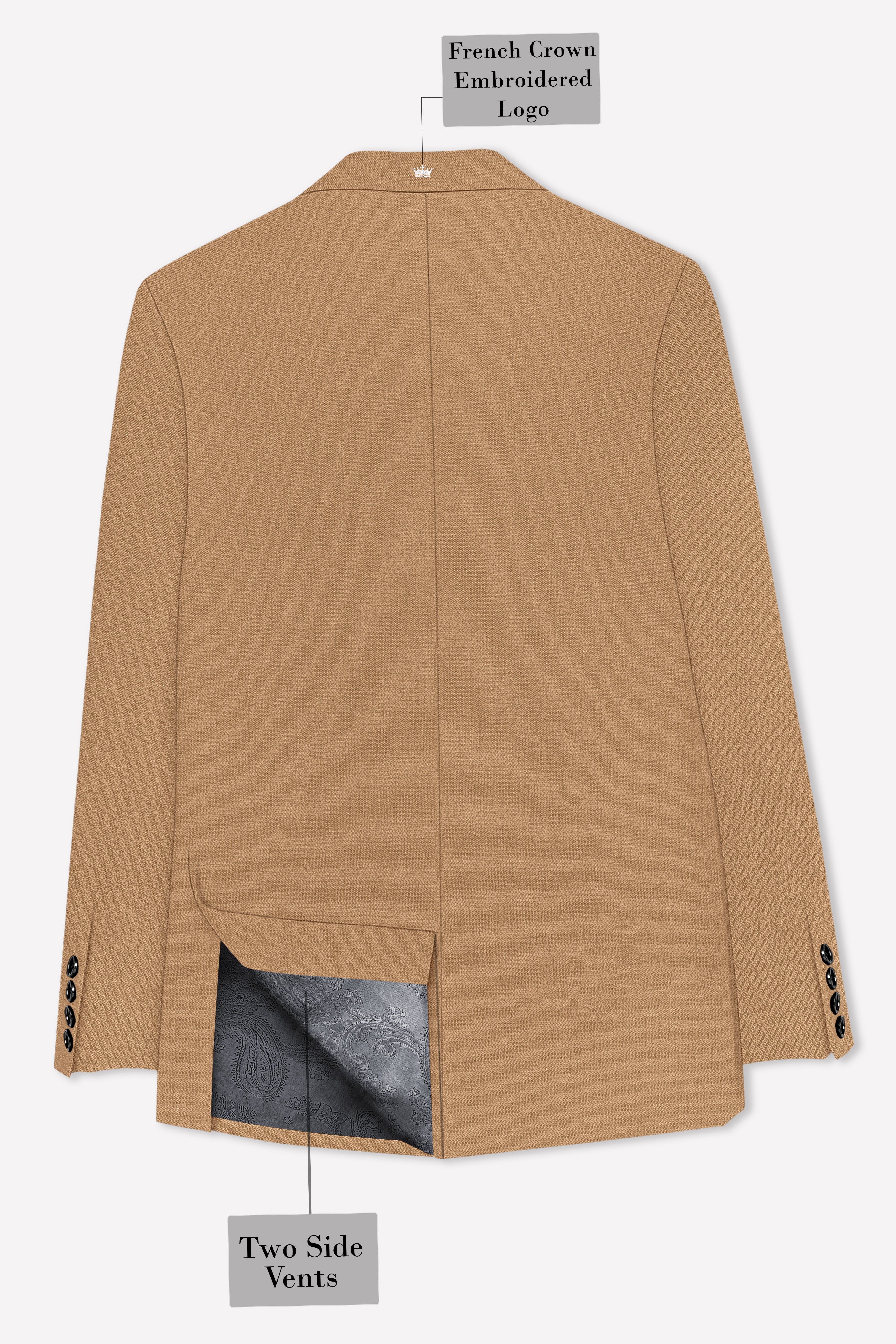 Sienna-Teak Brown Diamond Textured Wool Rich Slight Stretch Single Breasted Suit
