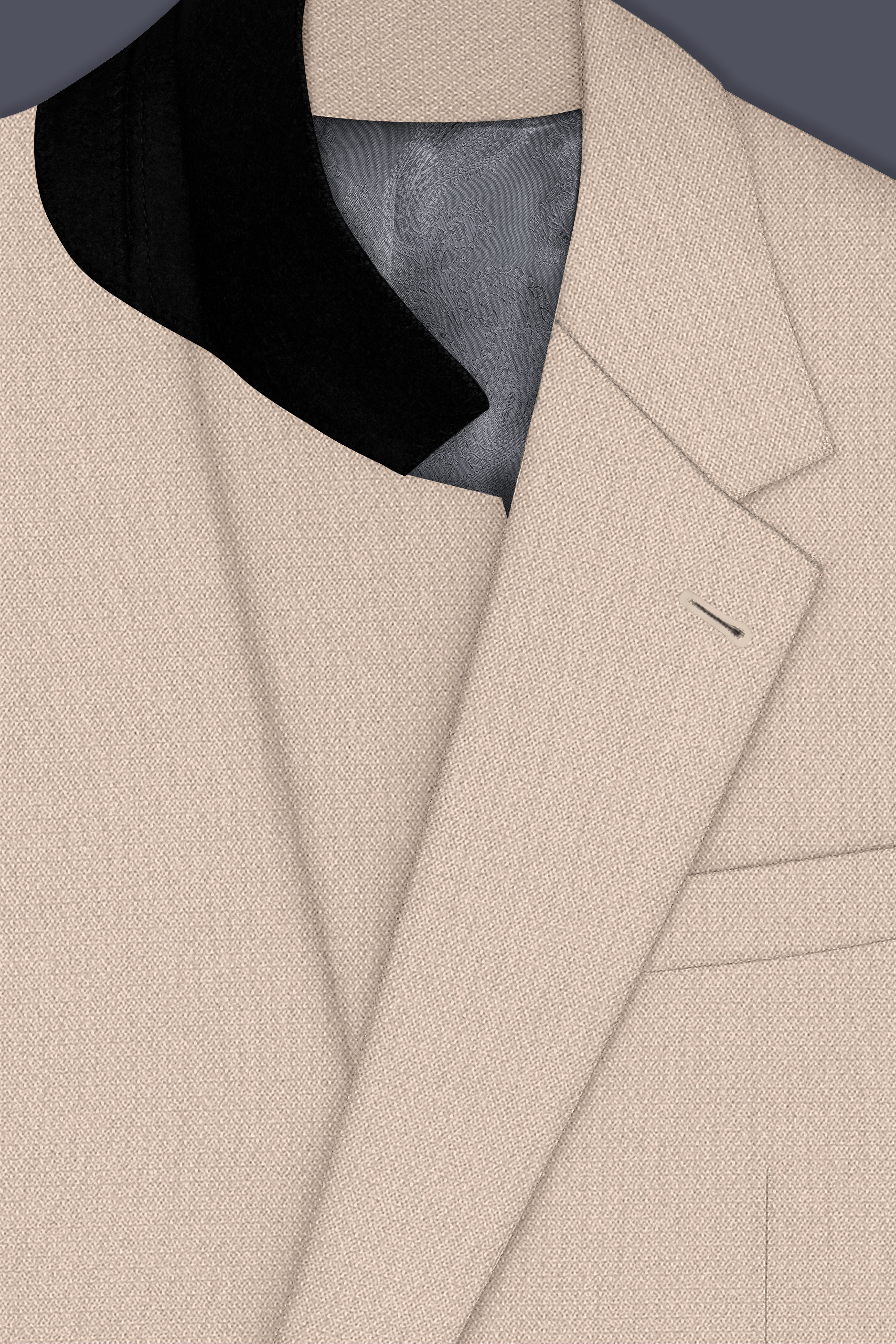 Dune-Foggy Cream Diamond Textured Wool Rich Slight Stretch Single Breasted Suit