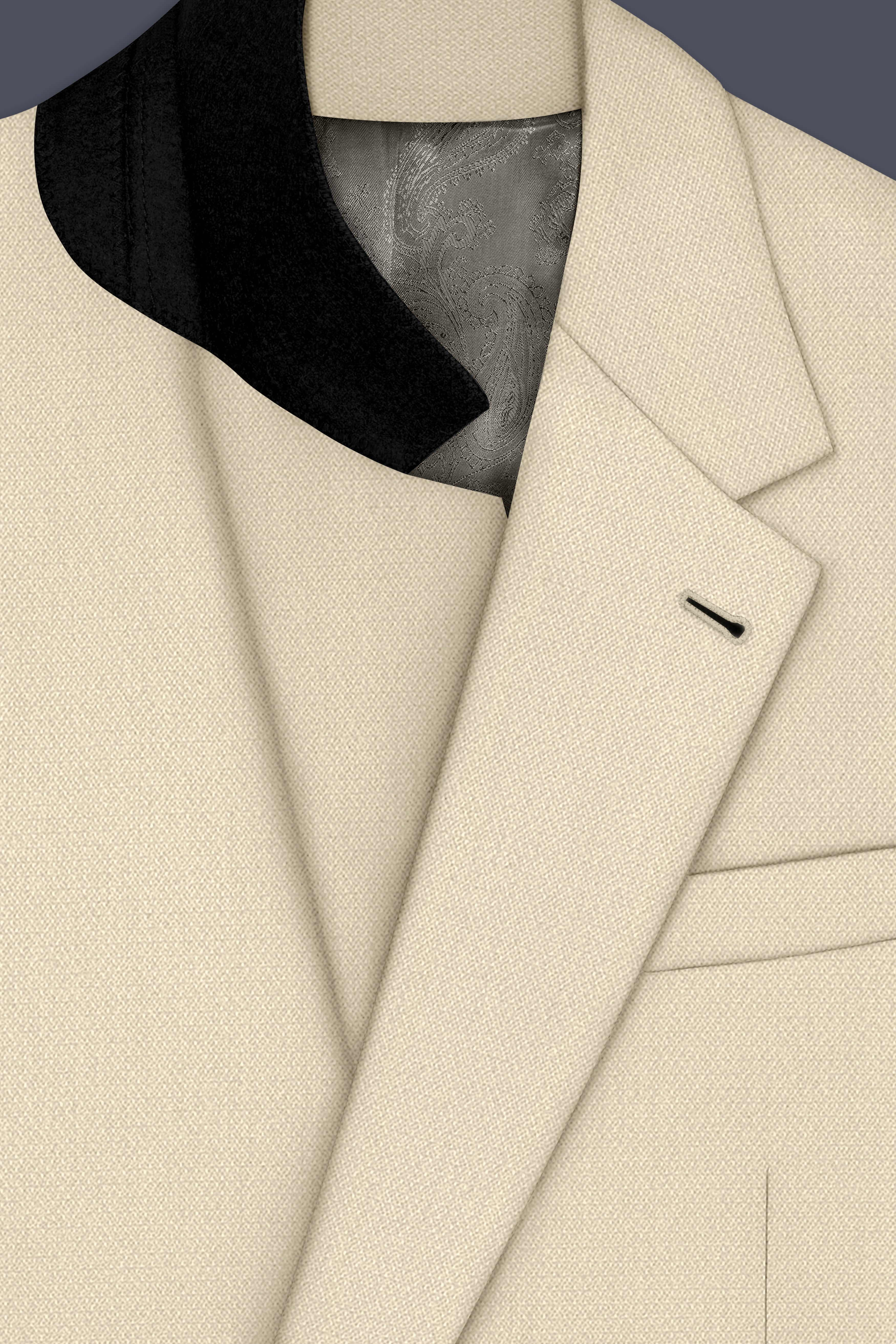 Dune-Foggy Cream Diamond Textured Wool Rich Slight Stretch Single Breasted Suit