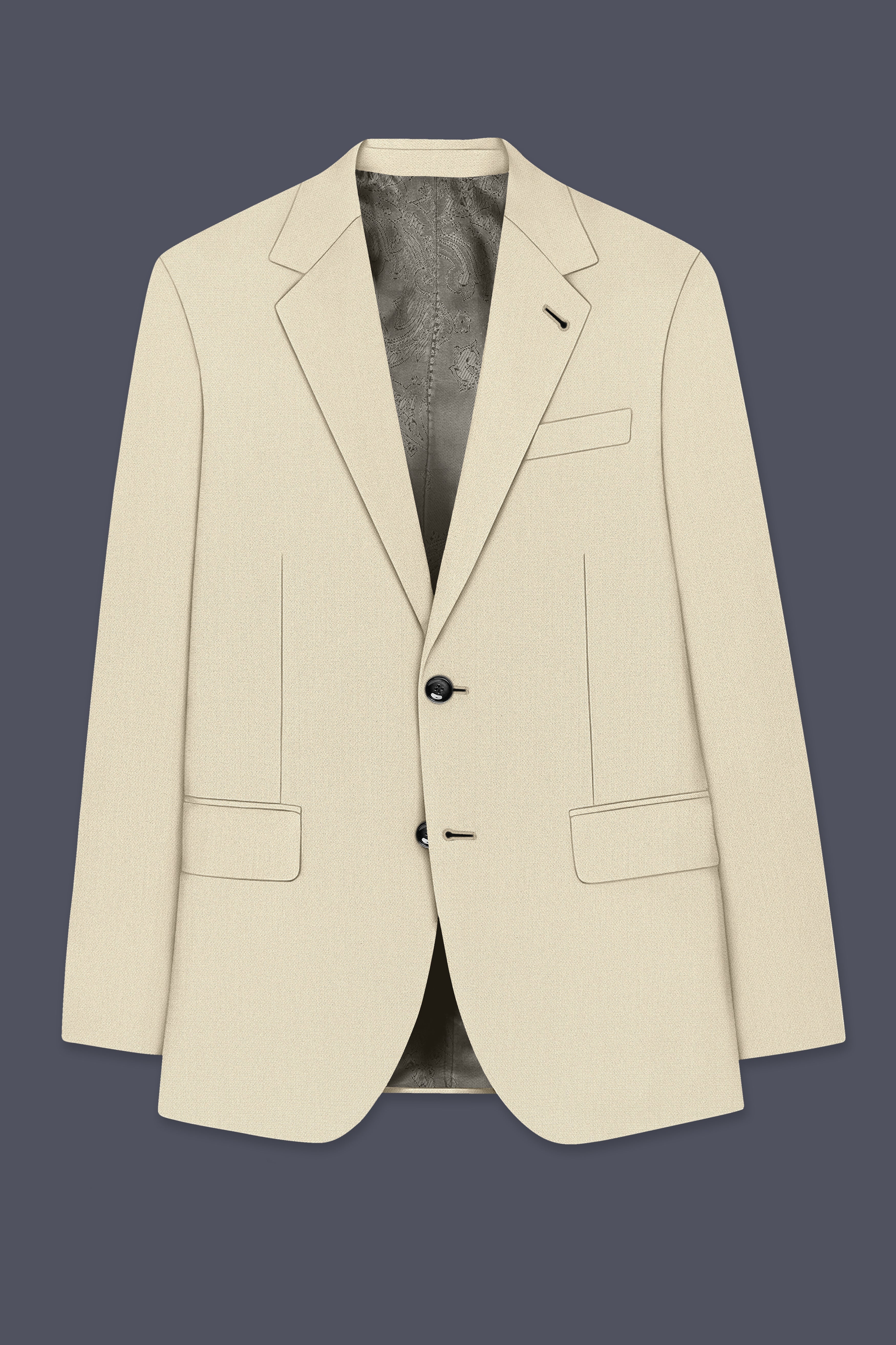 Dune-Foggy Cream Diamond Textured Wool Rich Slight Stretch Single Breasted Suit