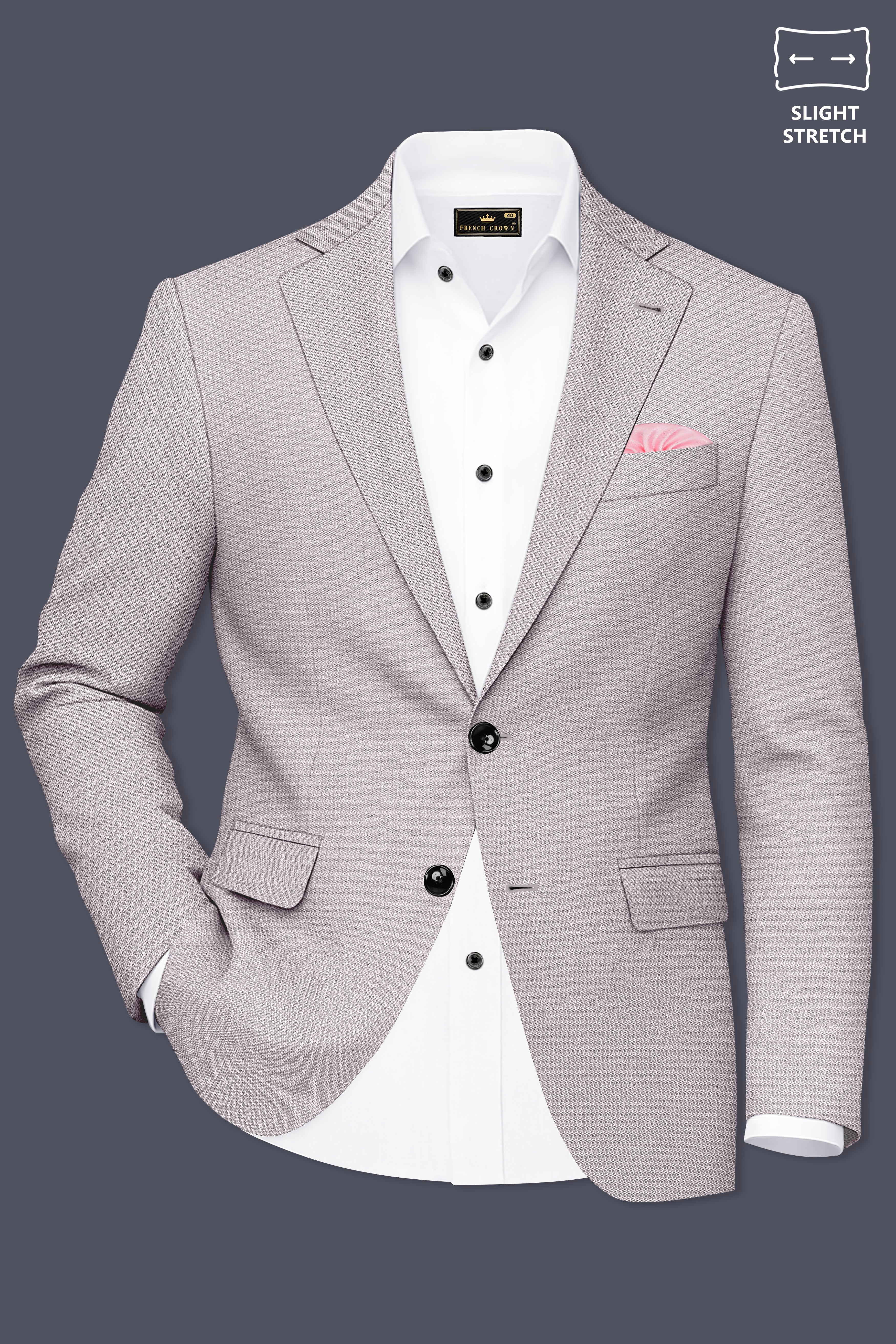 Regent-Noble Gray Diamond Textured Wool Rich Slight Stretch Single Breasted Suit